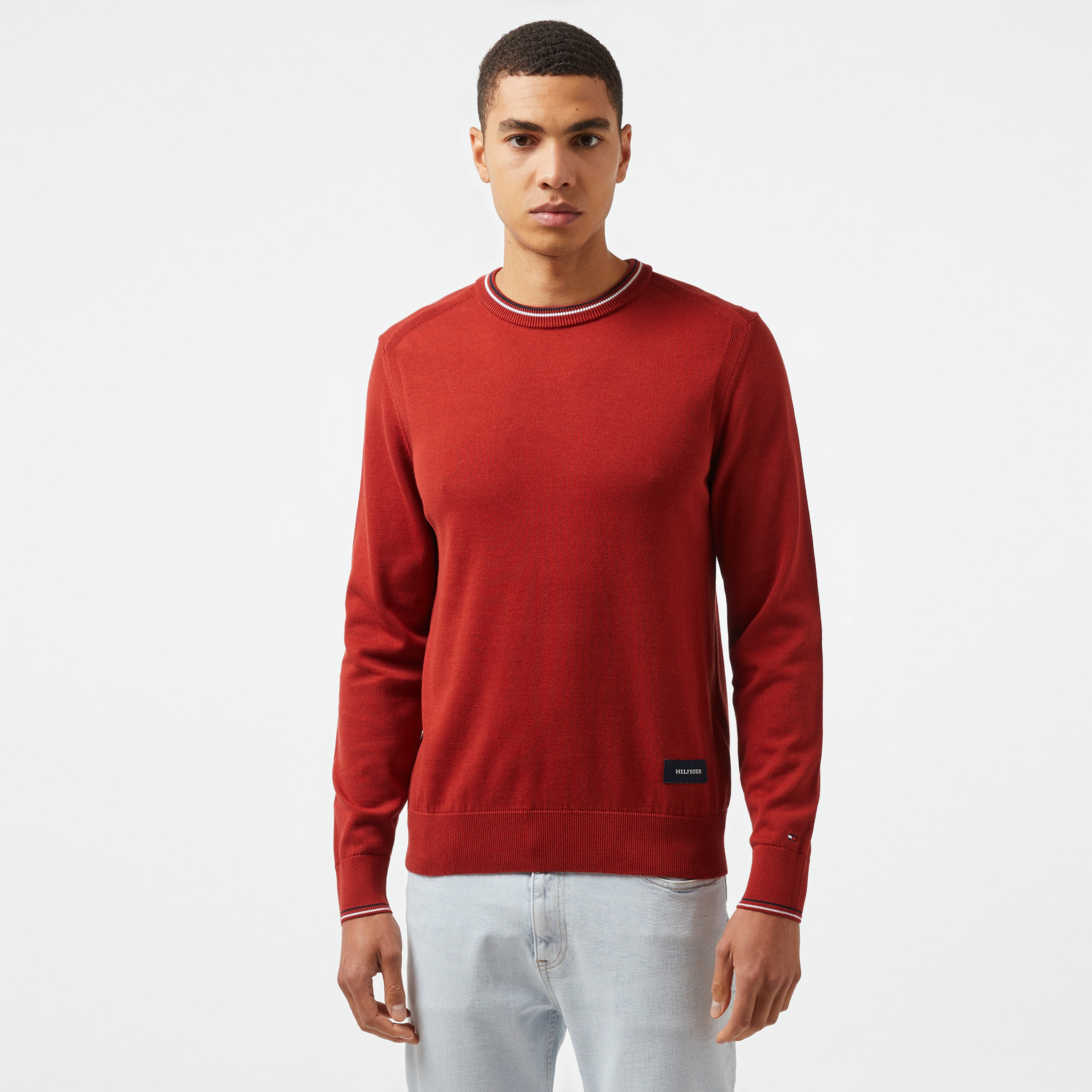 Tommy Hilfiger Cotton Crew Neck Erkek Kırmızı Kazak