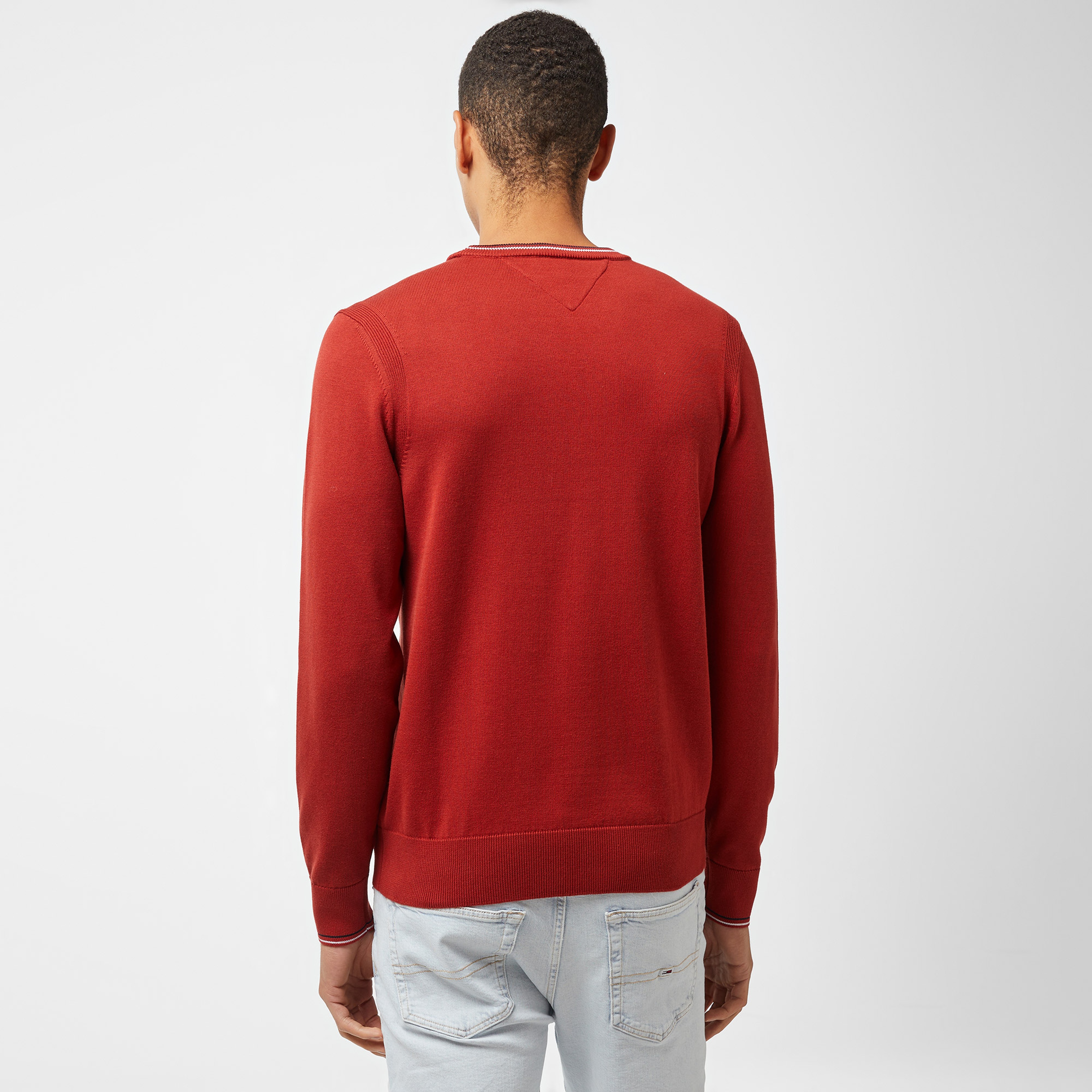 Tommy Hilfiger Cotton Crew Neck Erkek Kırmızı Kazak