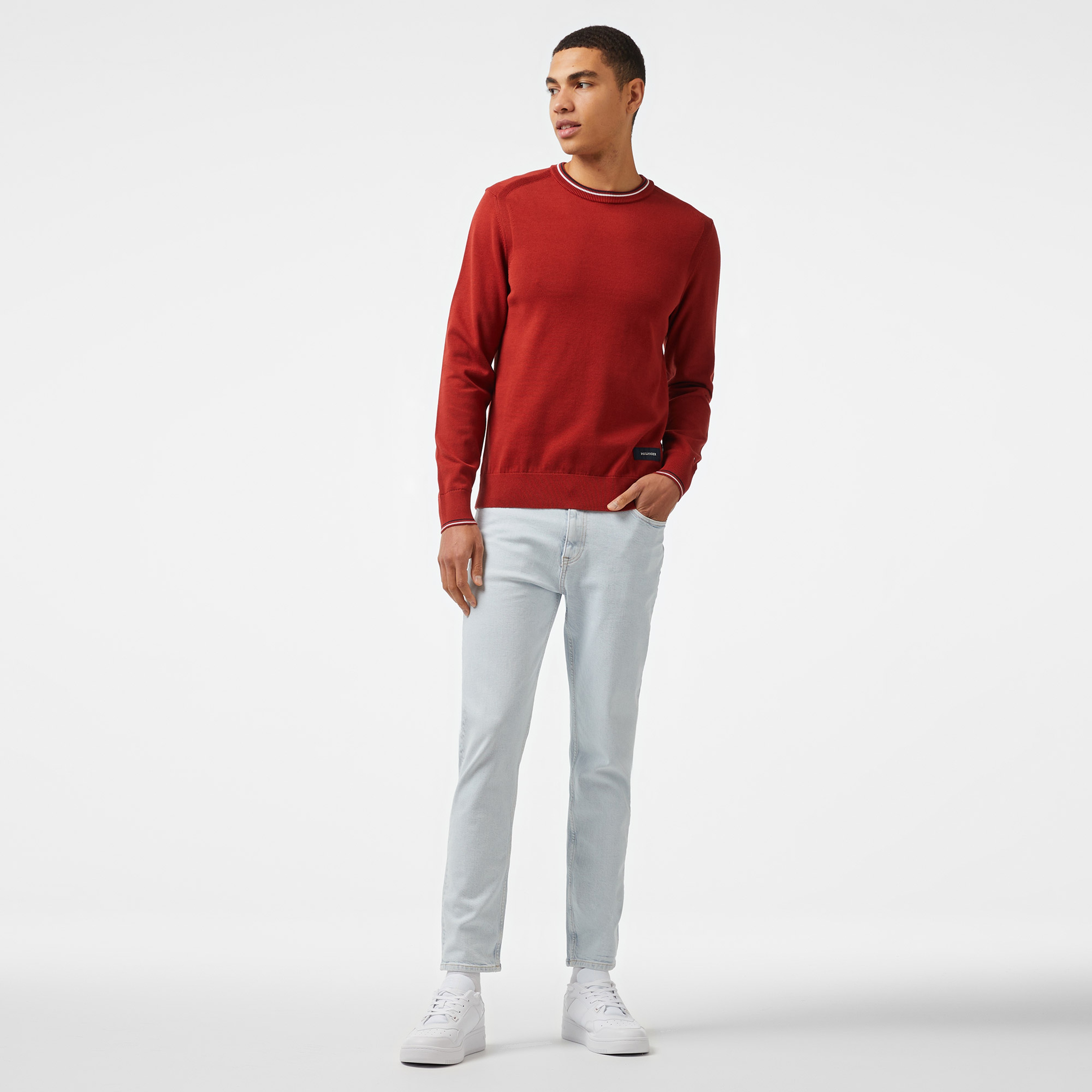 Tommy Hilfiger Cotton Crew Neck Erkek Kırmızı Kazak