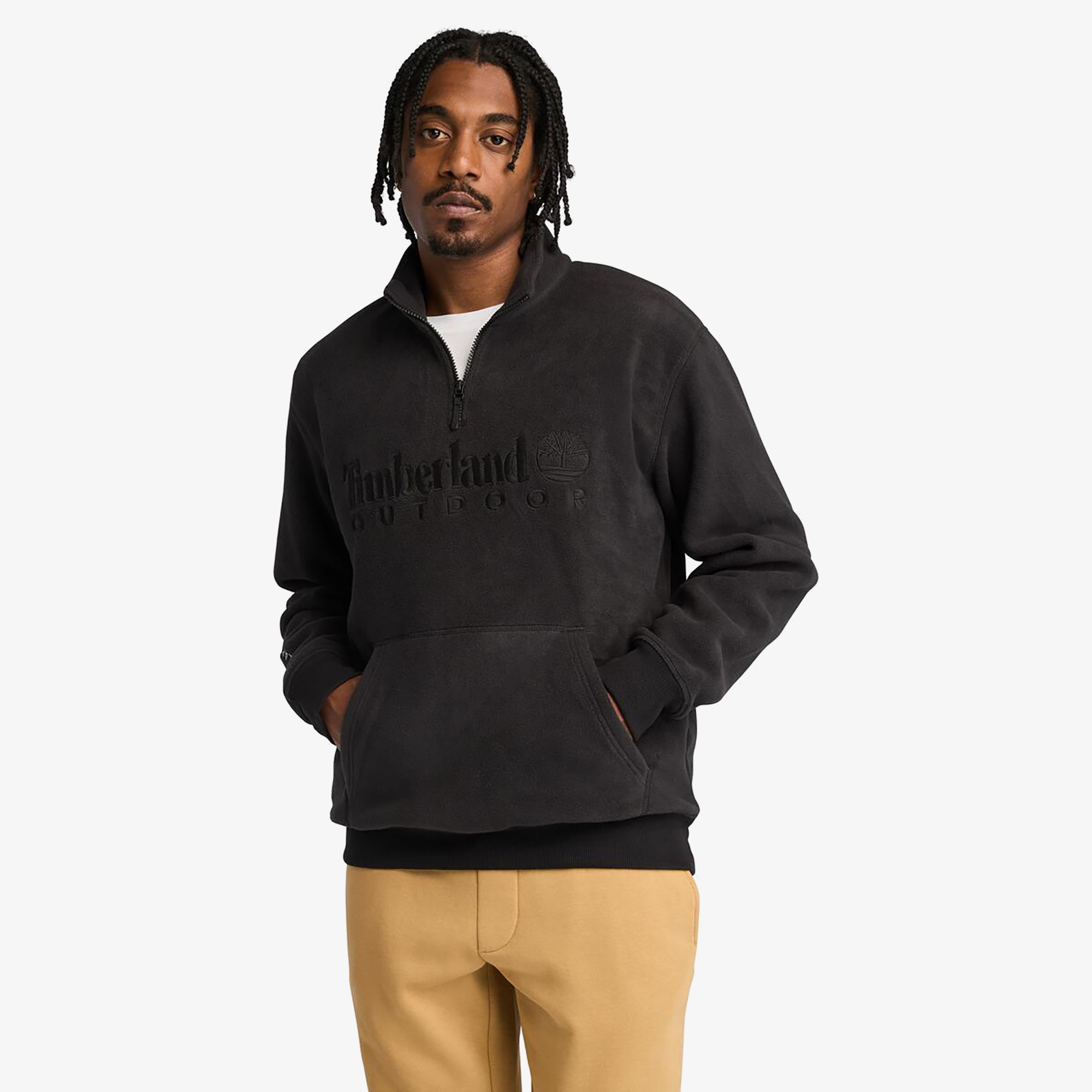 Timberland Linear Logo 1/4 Zip Polartec 200 Fleecez Erkek Siyah