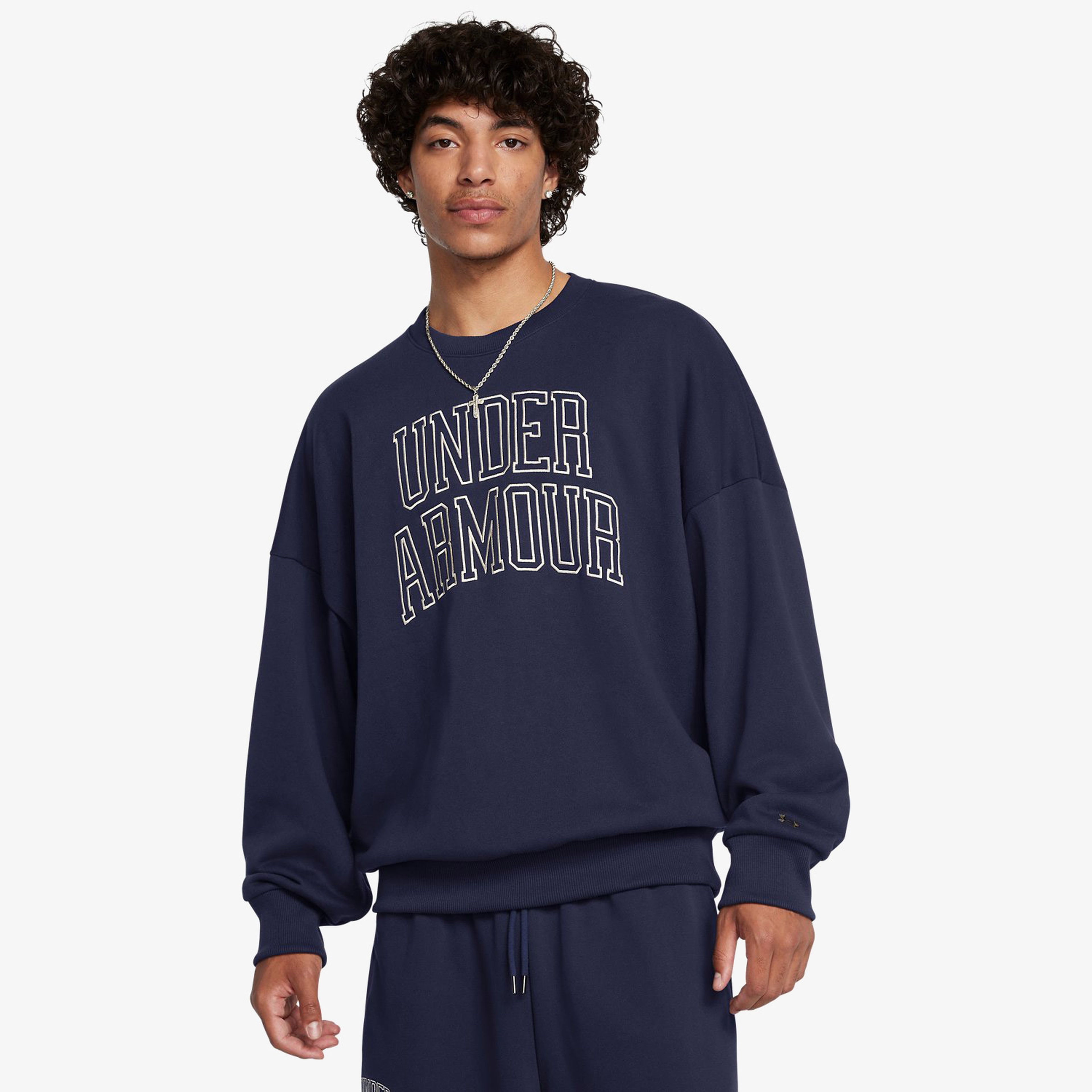 Under Armour icon Hwt Terry Os Crew Erkek Lacivert Sweatshirt