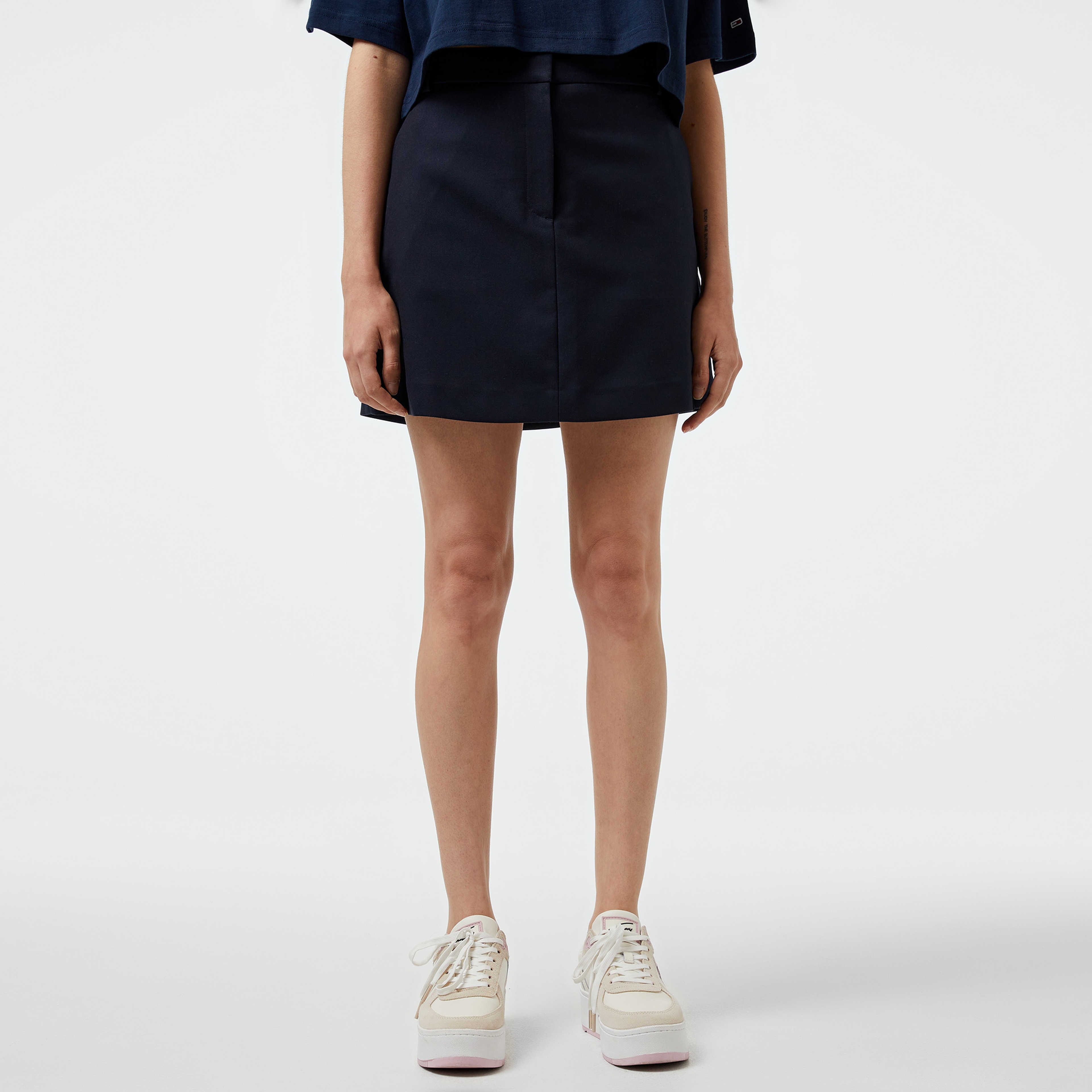 Tommy Hilfiger Core Straight Short Kadın Mavi Etek