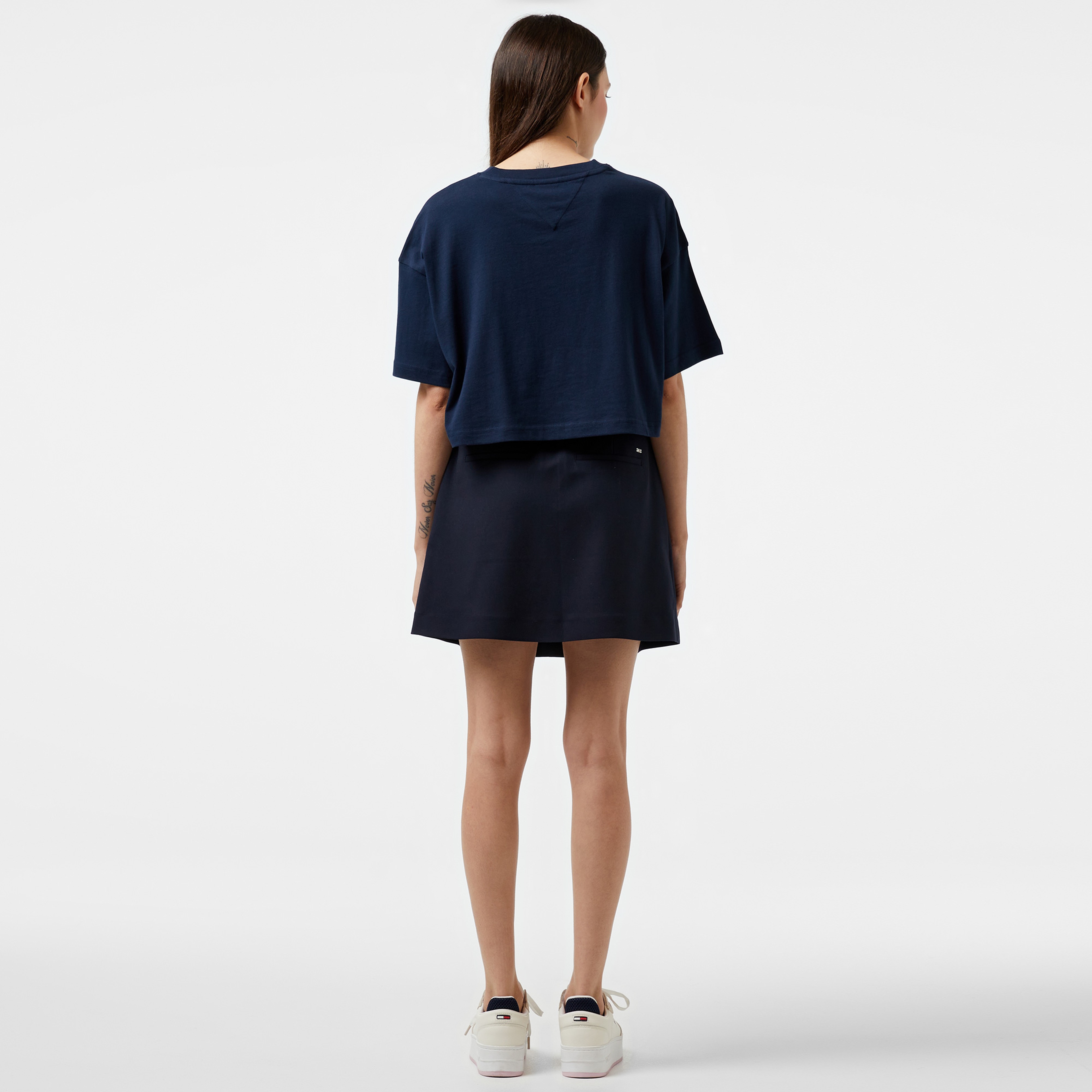 Tommy Hilfiger Core Straight Short Kadın Mavi Etek