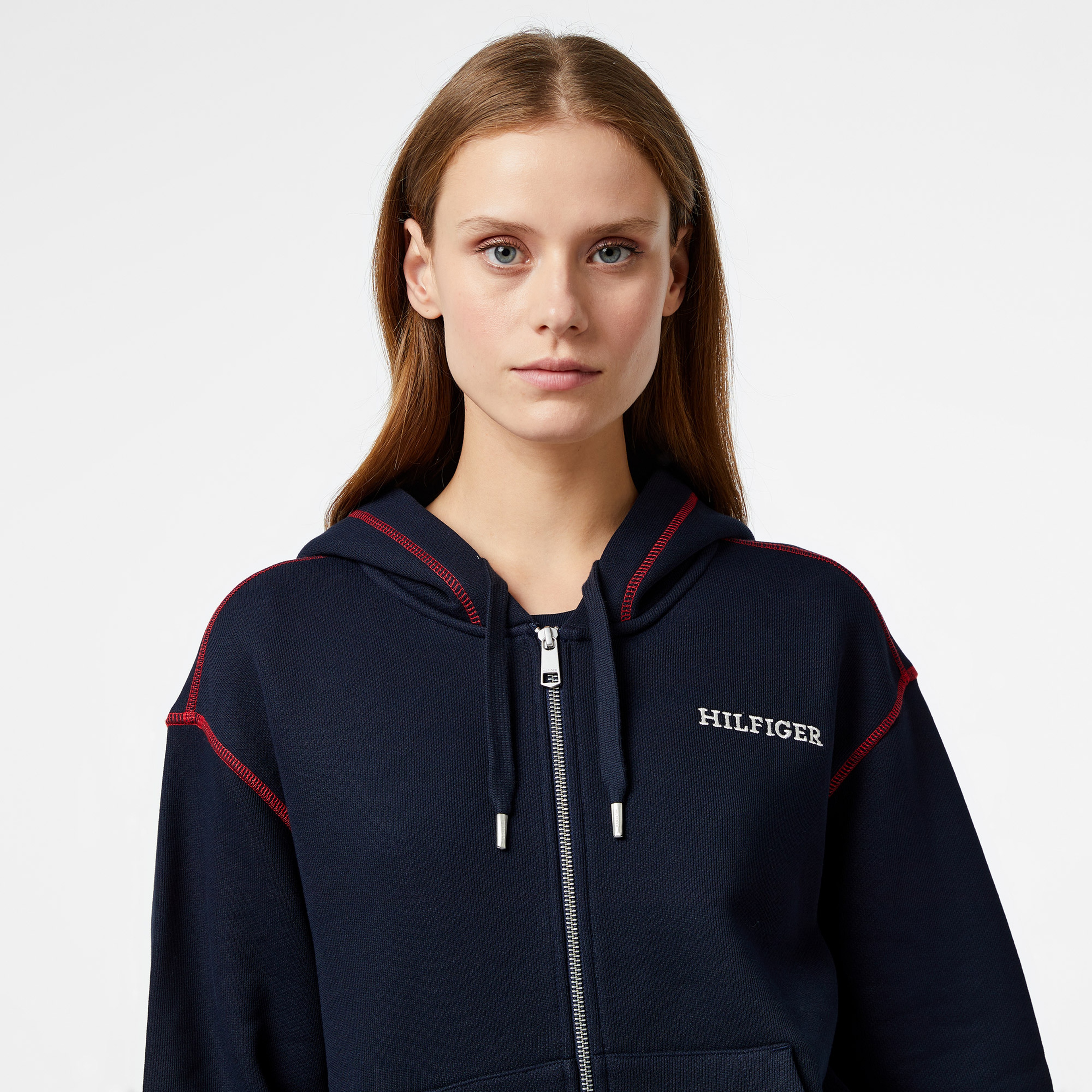 Tommy Hilfiger Gbl Stp Fullzip Kadın Mavi Hoodie