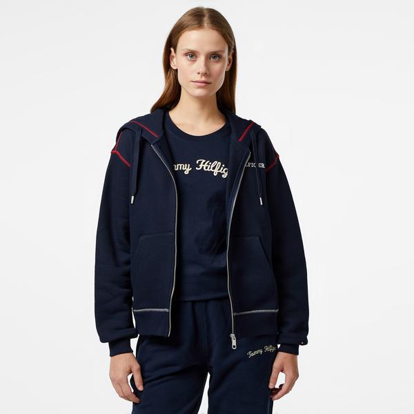 Tommy Hilfiger Gbl Stp Fullzip Kadın Mavi Hoodie