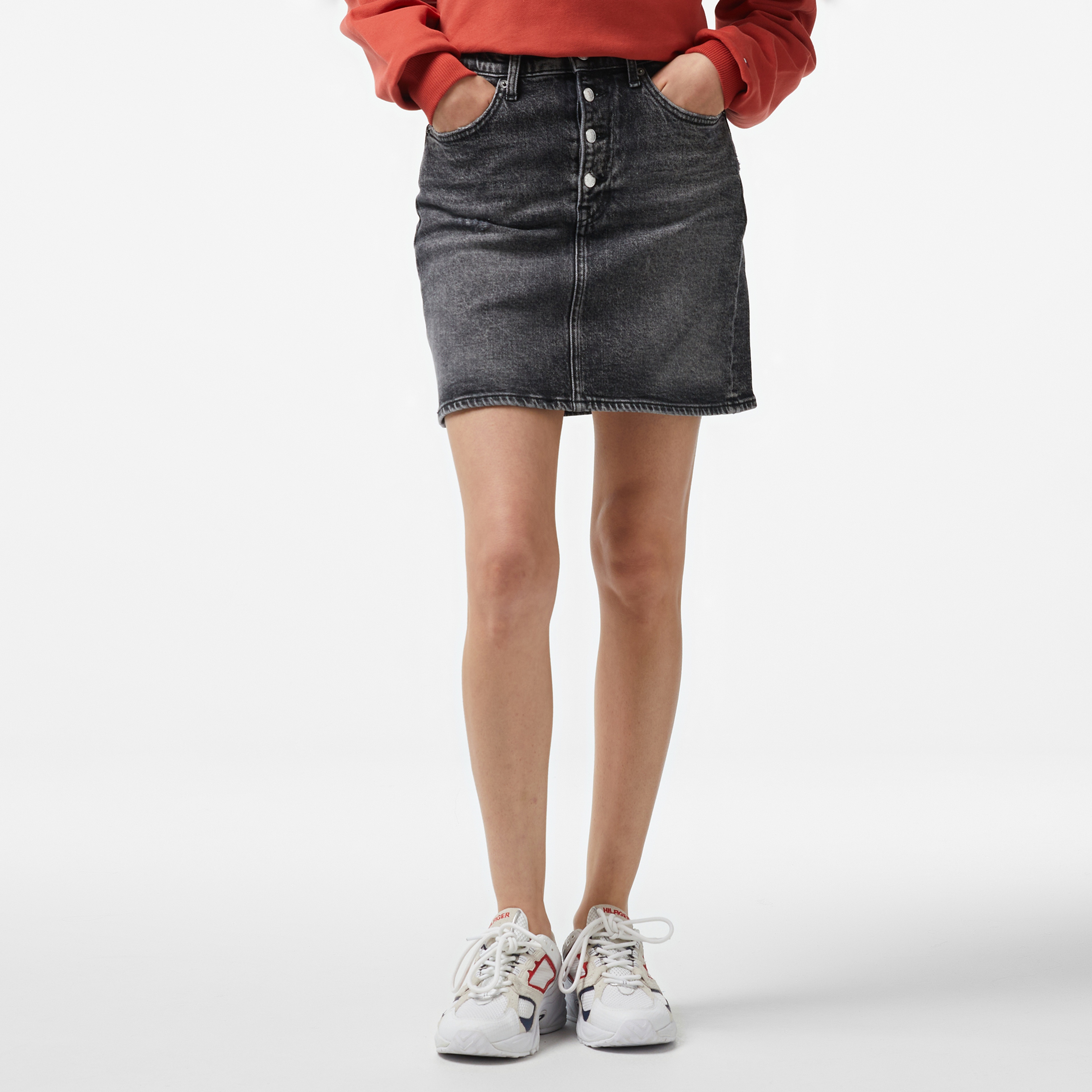 Tommy Hilfiger Jeans Mom Uh Skirt B Kadın Siyah Etek