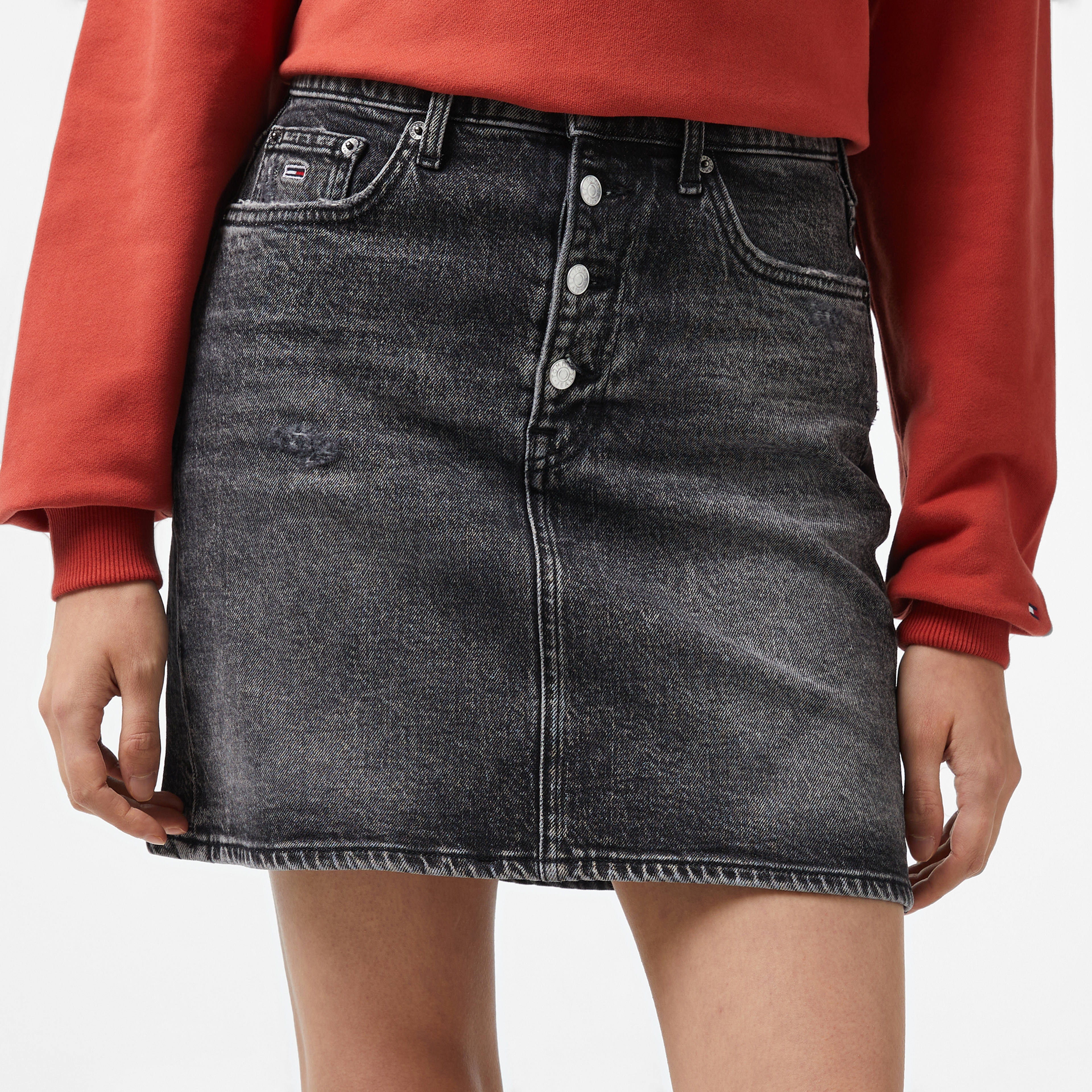 Tommy Hilfiger Jeans Mom Uh Skirt B Kadın Siyah Etek
