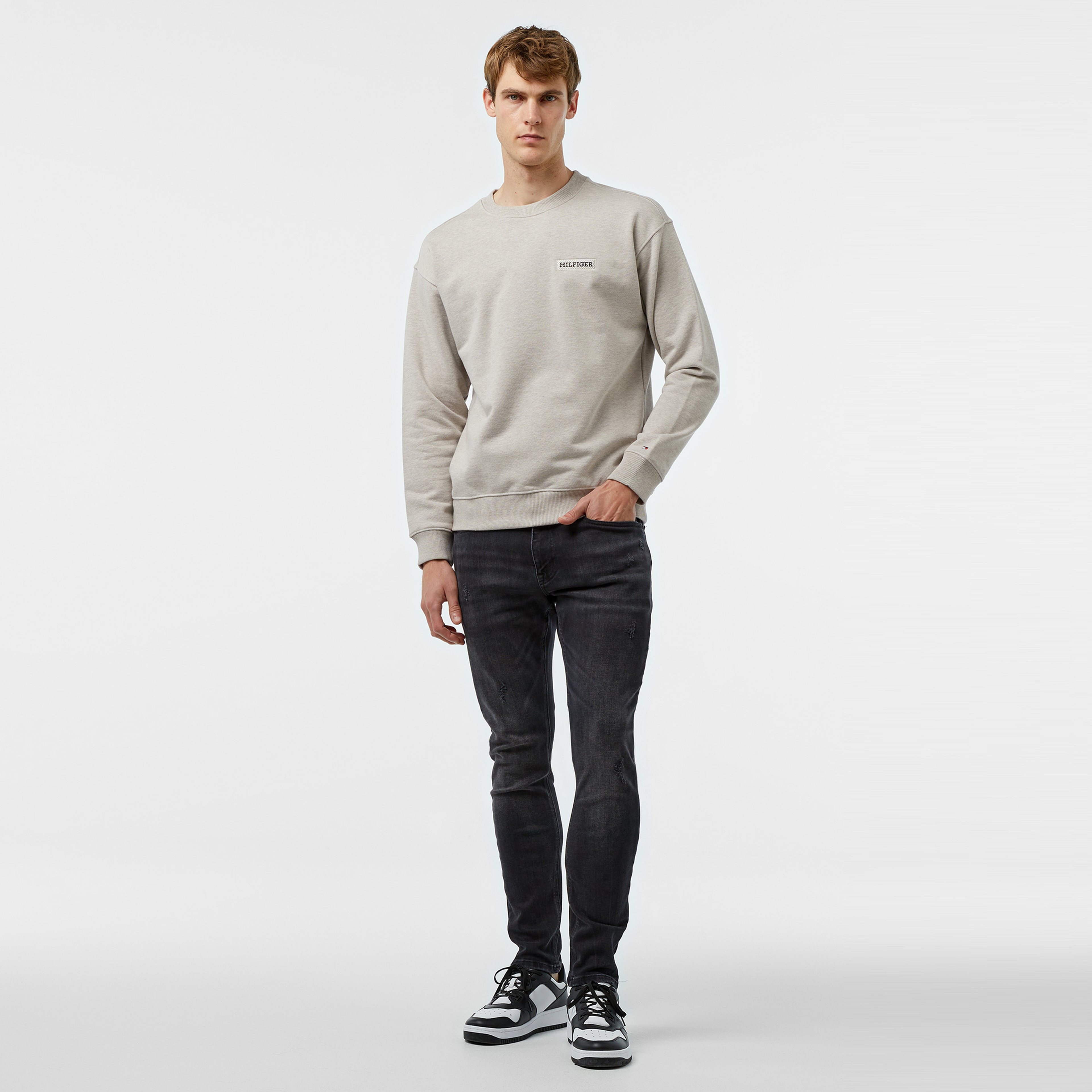 Tommy Hilfiger Monotype Heavy Twill Erkek Kahverengi Sweatshirt