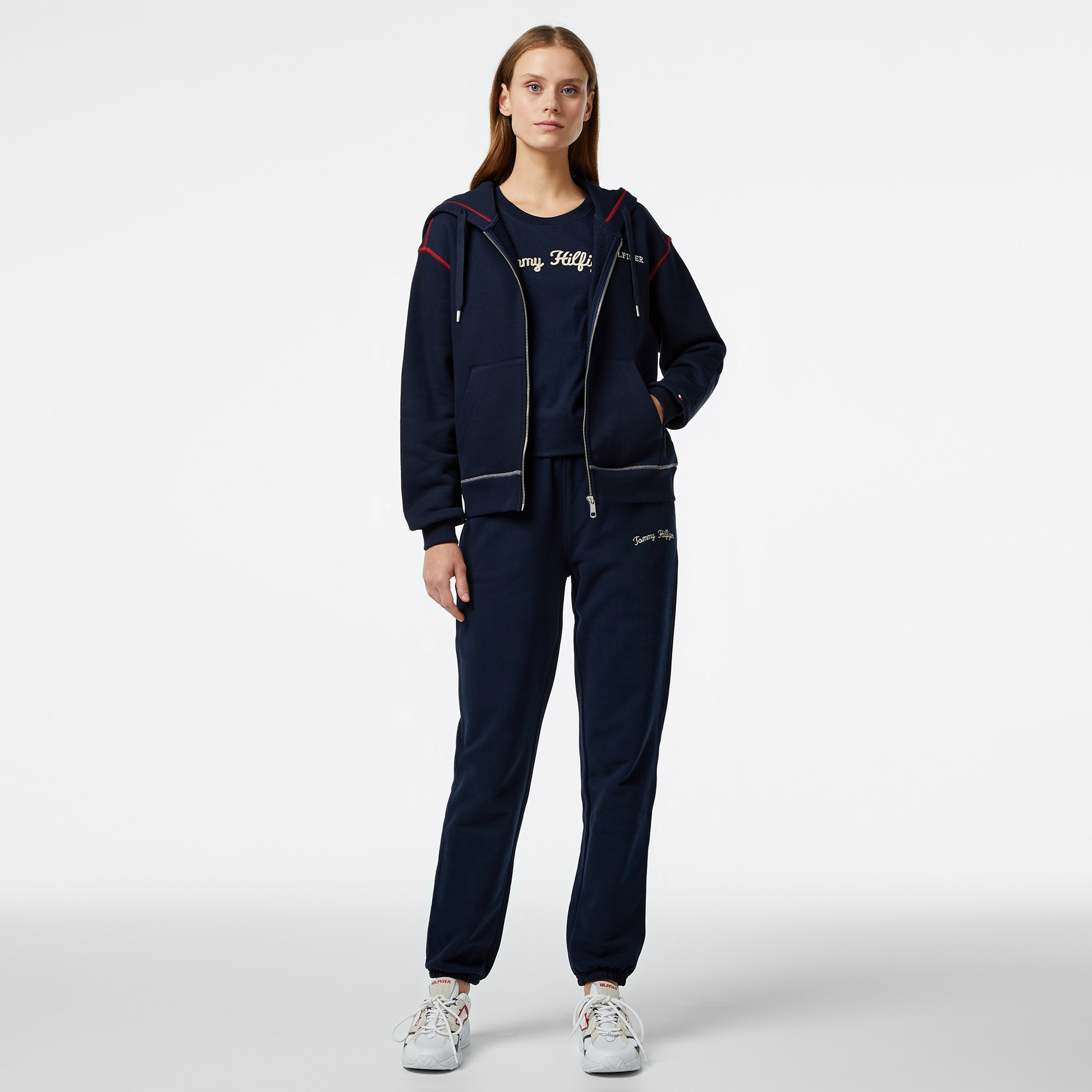 Tommy Hilfiger Gbl Stp Fullzip Kadın Mavi Hoodie