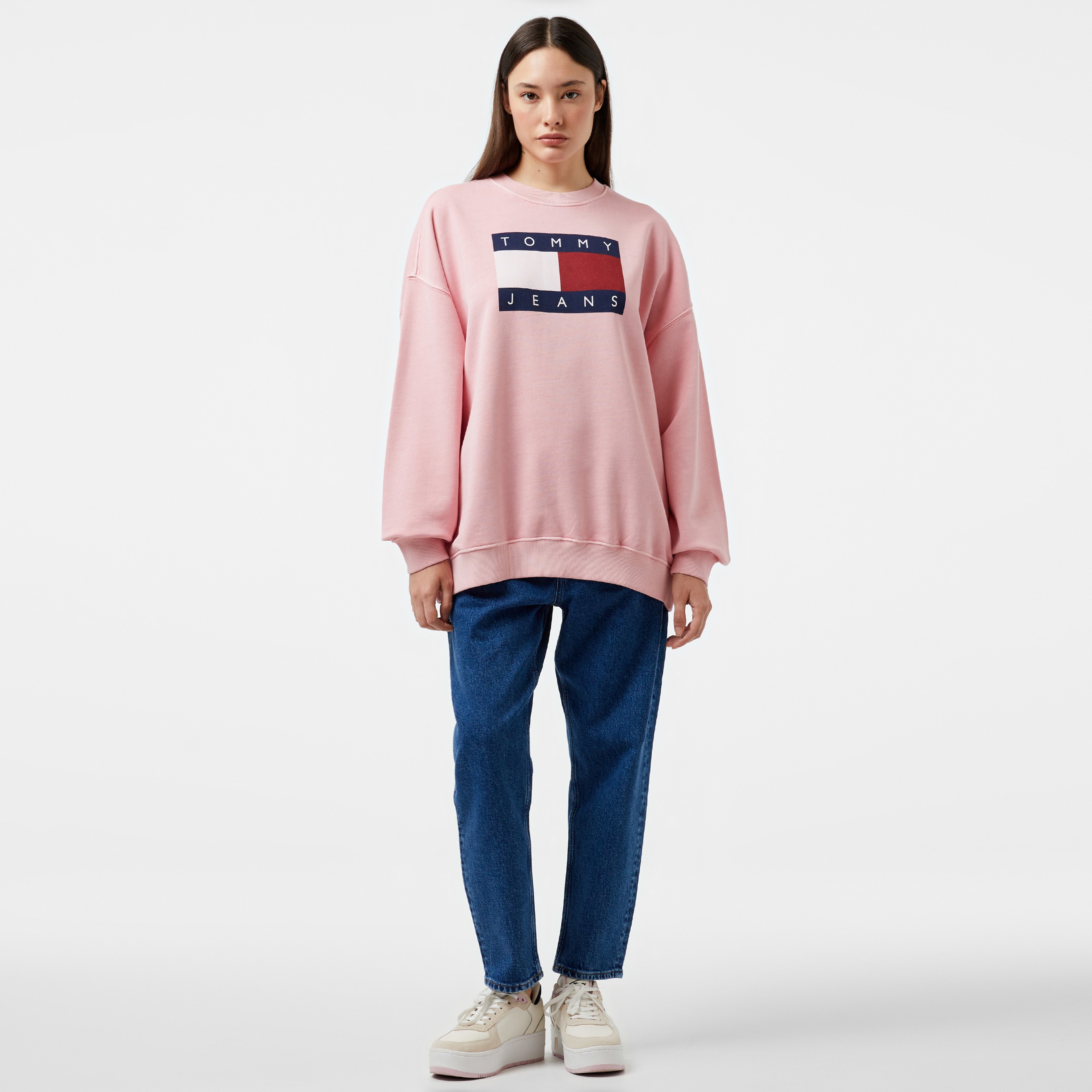 Tommy Jeans Kadın Pembe Sweatshirt