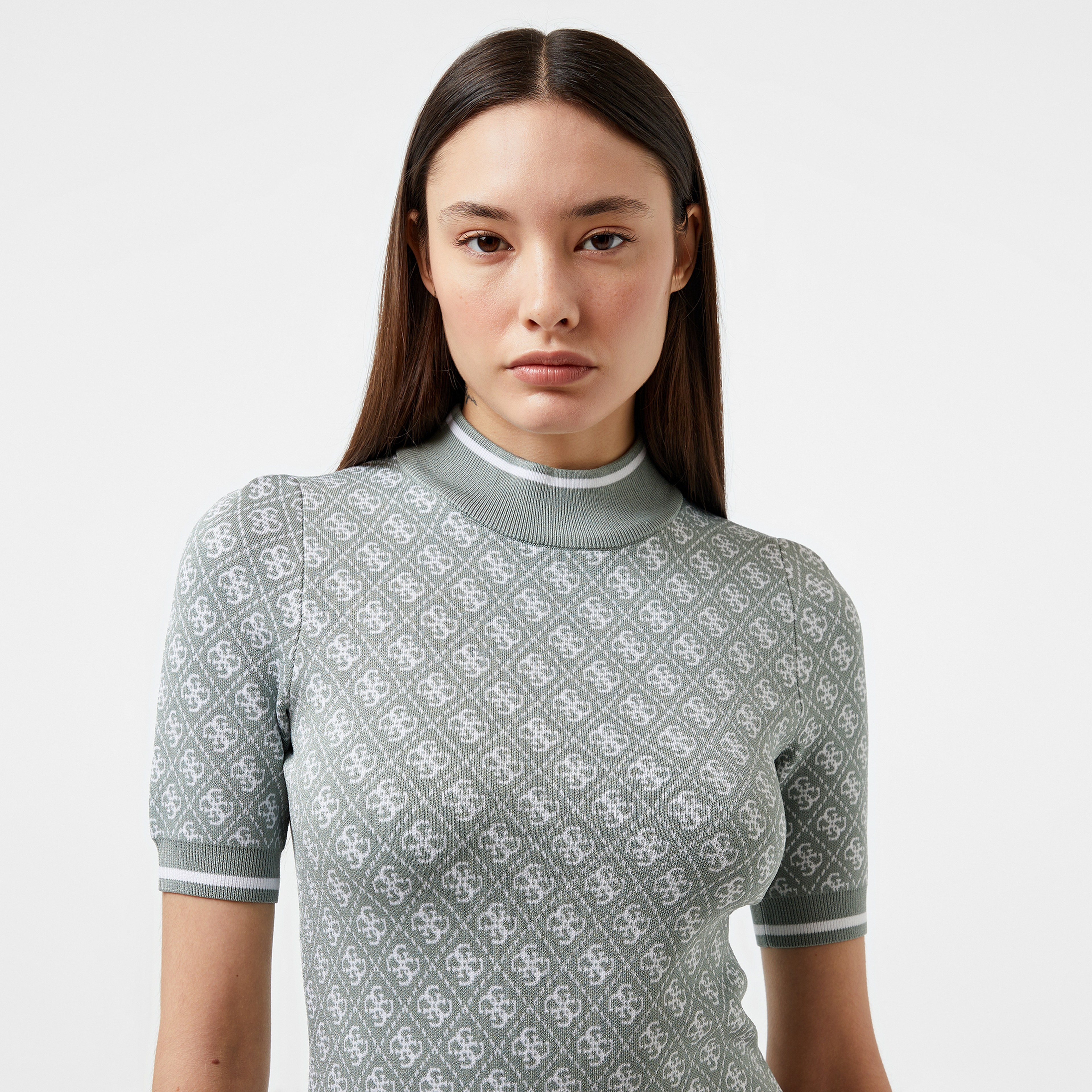 Guess Lise 4Logo Harper Visce Yarn Kadın Yeşil Elbise