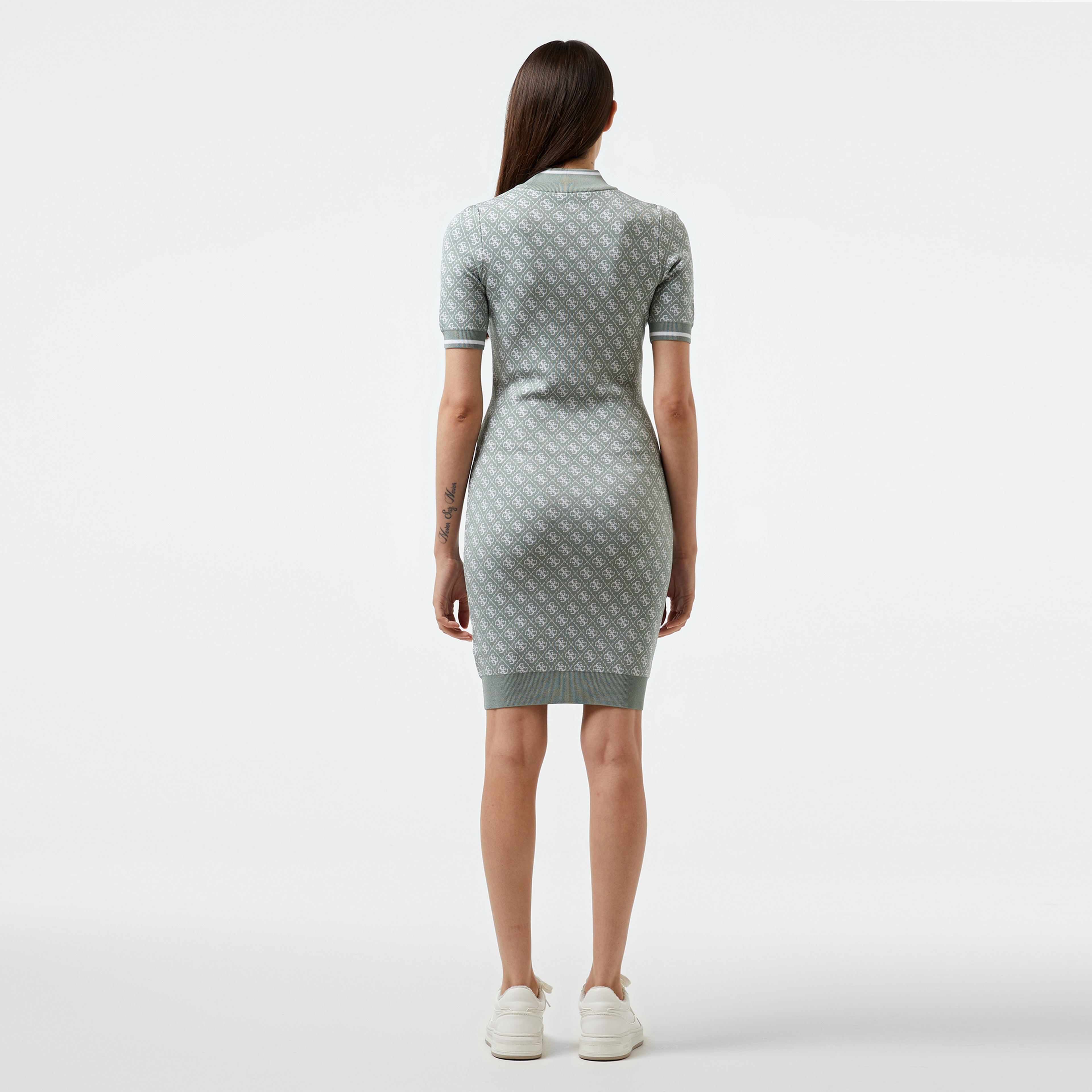 Guess Lise 4Logo Harper Visce Yarn Kadın Yeşil Elbise