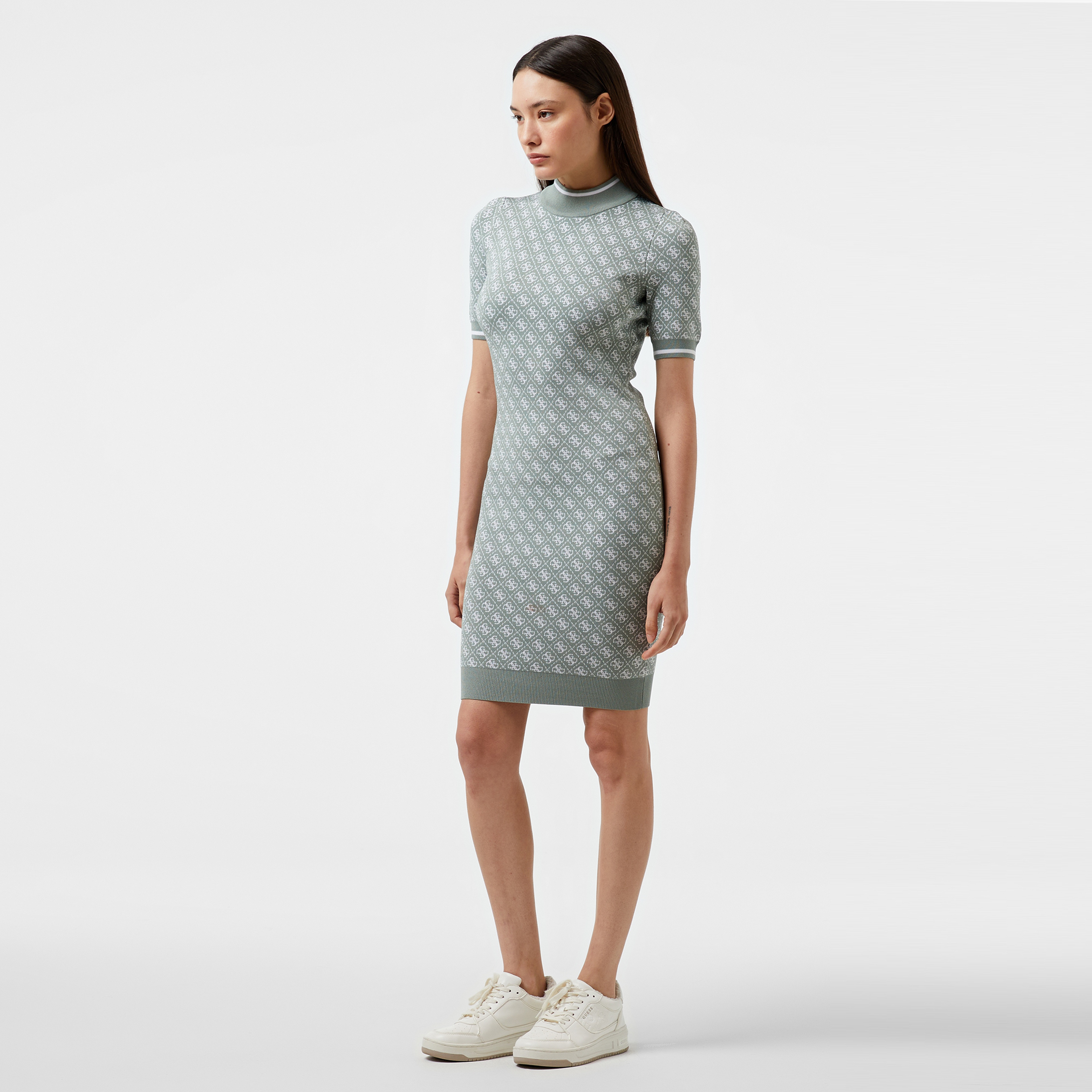 Guess Lise 4Logo Harper Visce Yarn Kadın Yeşil Elbise