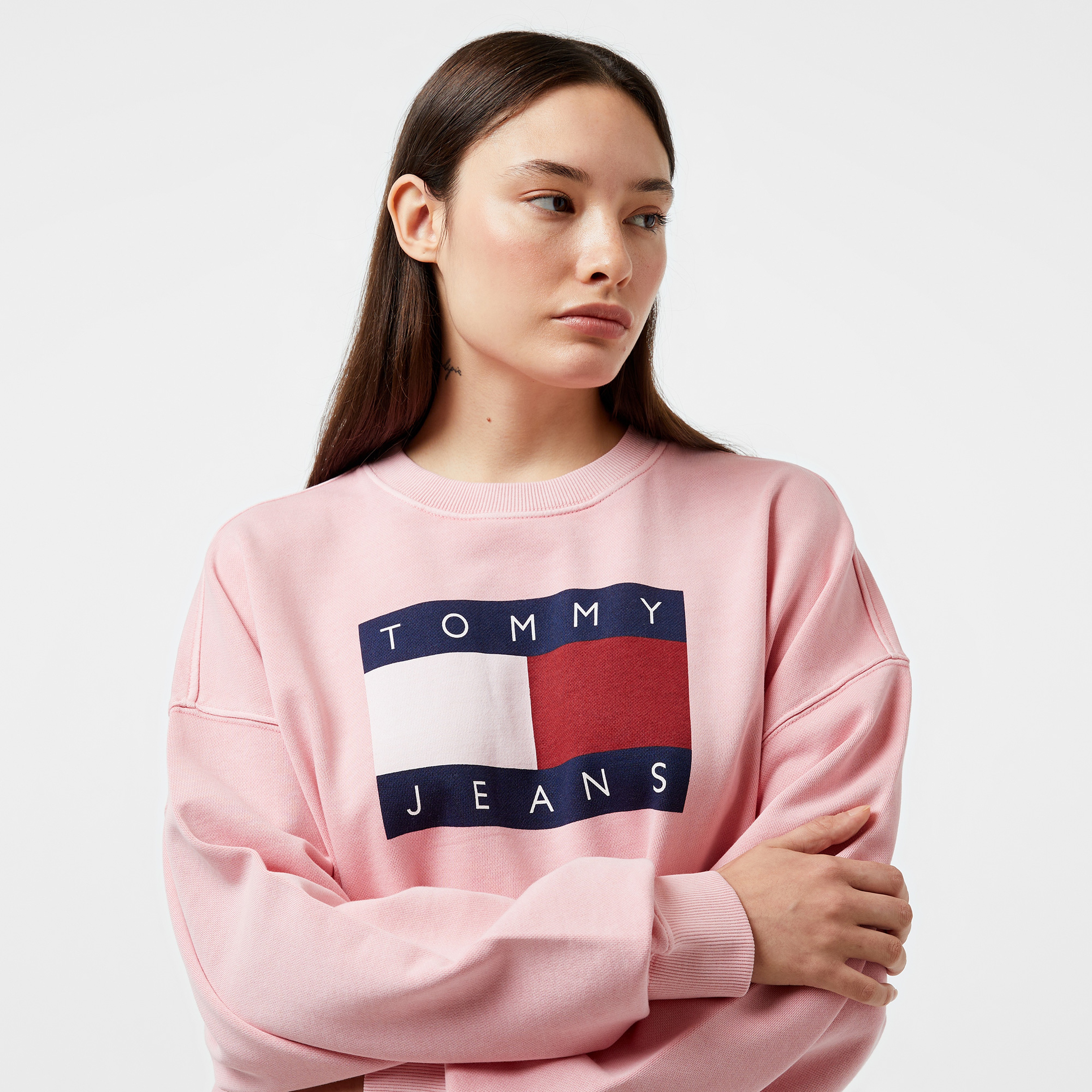 Tommy Jeans Kadın Pembe Sweatshirt