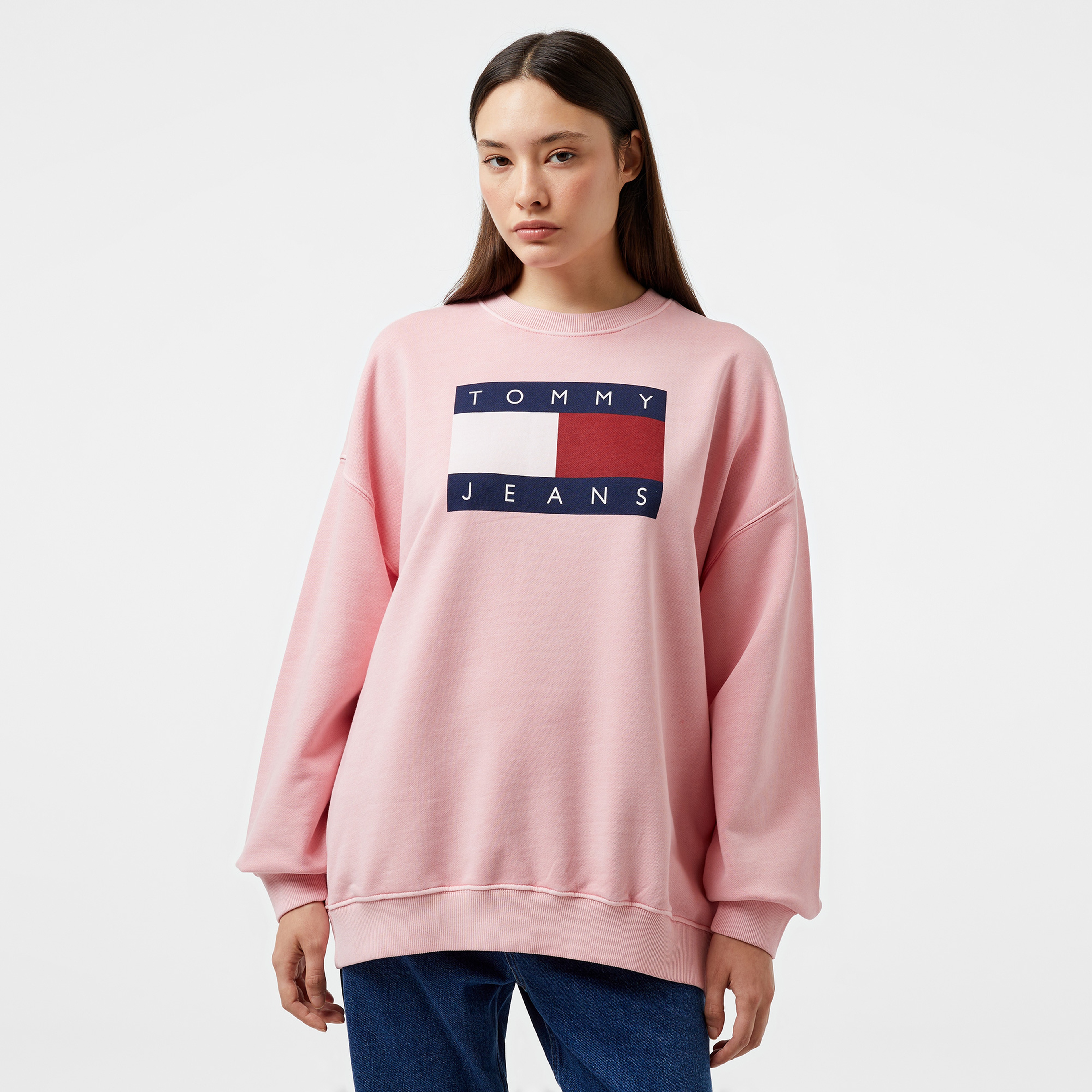 Tommy Jeans Kadın Pembe Sweatshirt
