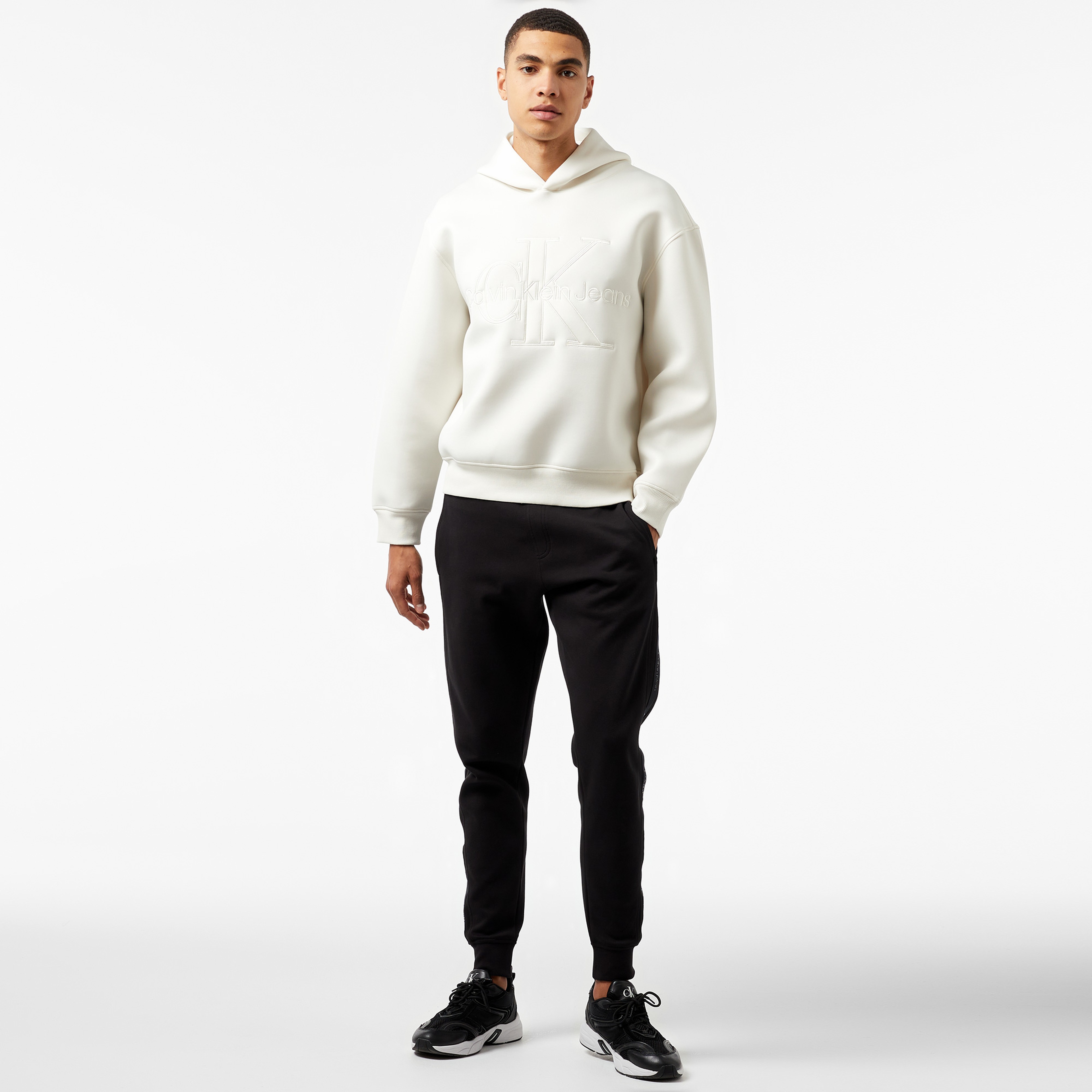 Calvin Klein Jeans Scuba Erkek Beyaz Hoodie