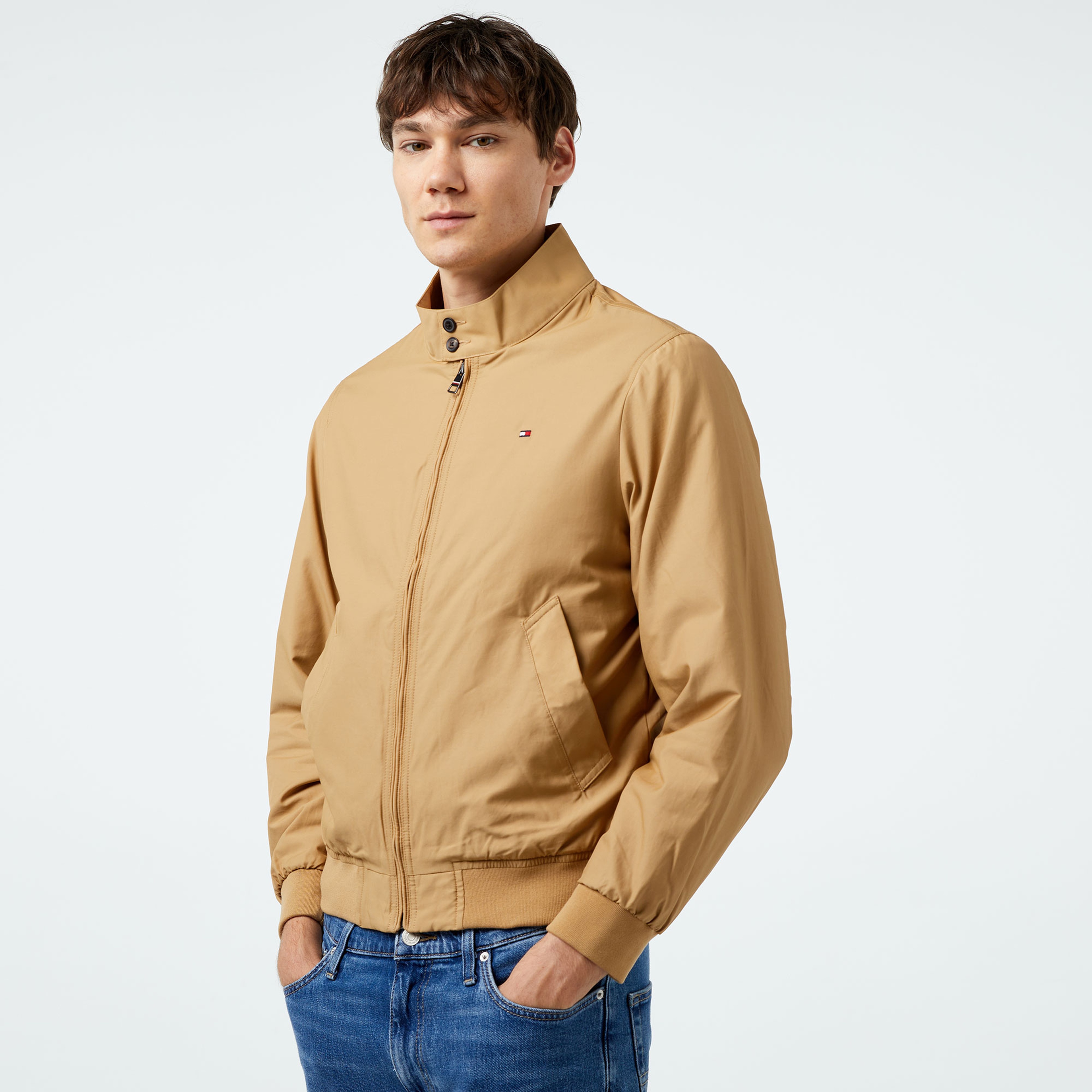 Tommy Hilfiger Club Harrington Erkek Haki Biker Ceket