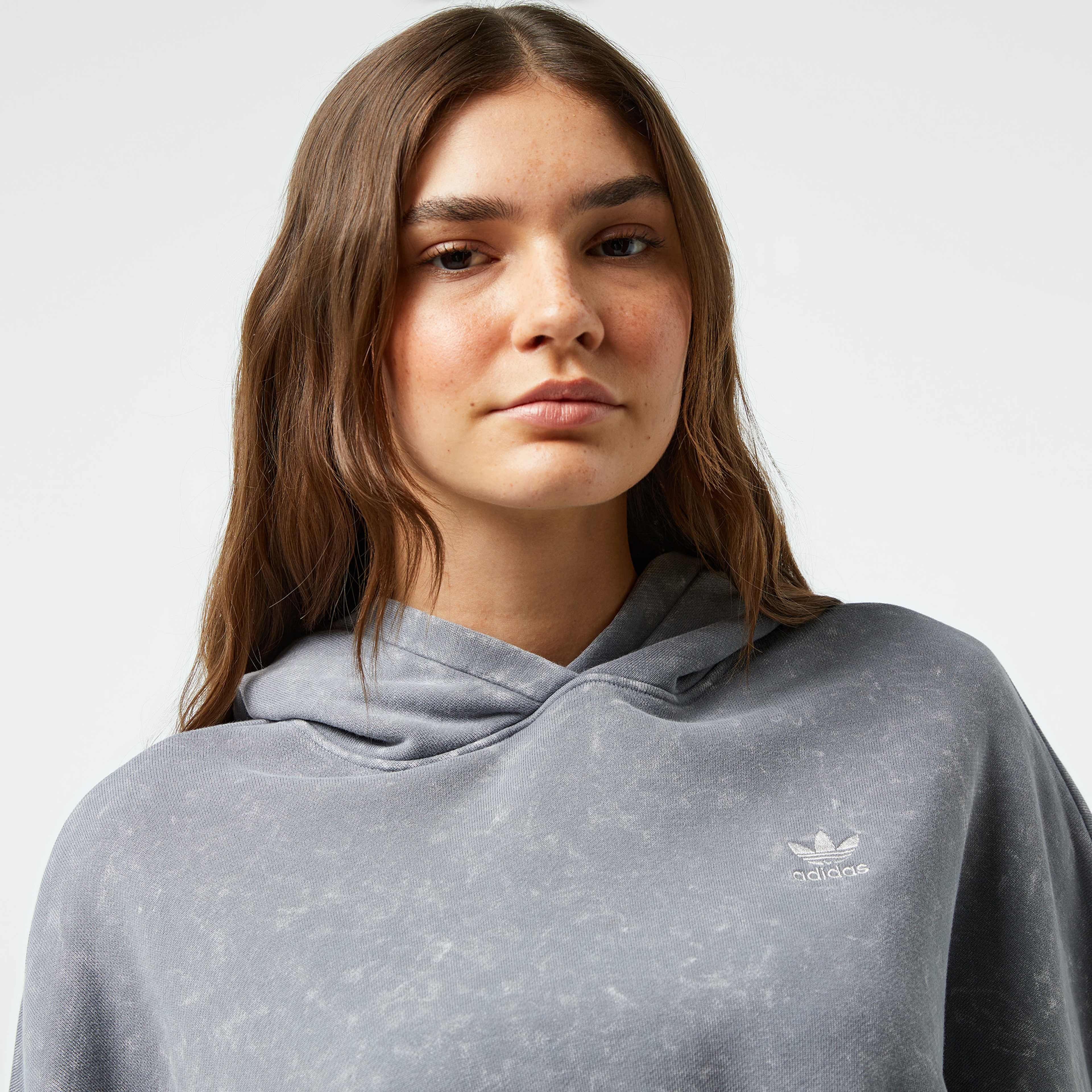 adidas Wash Crop Hood Kadın Gri Sweatshirt