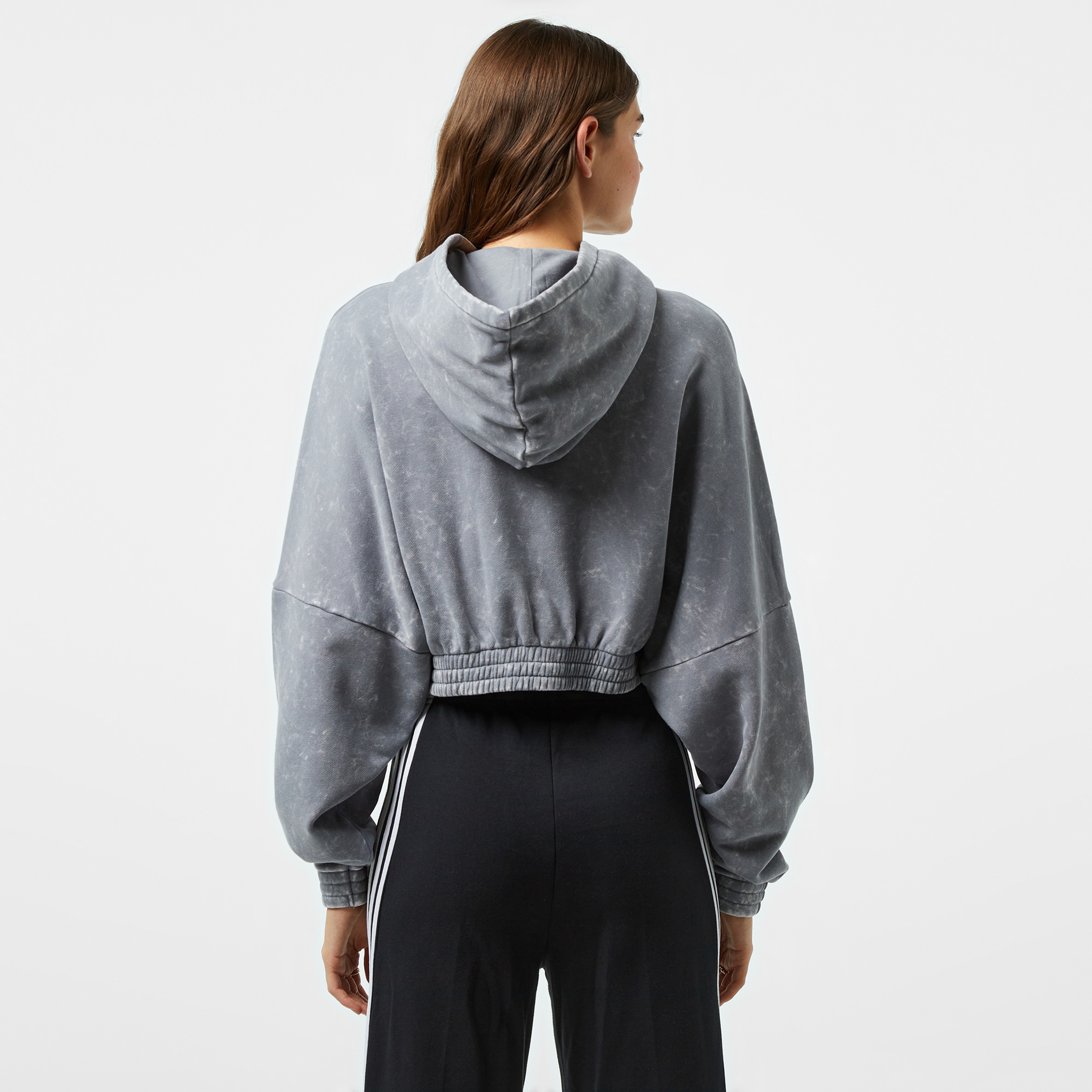 adidas Wash Crop Hood Kadın Gri Sweatshirt