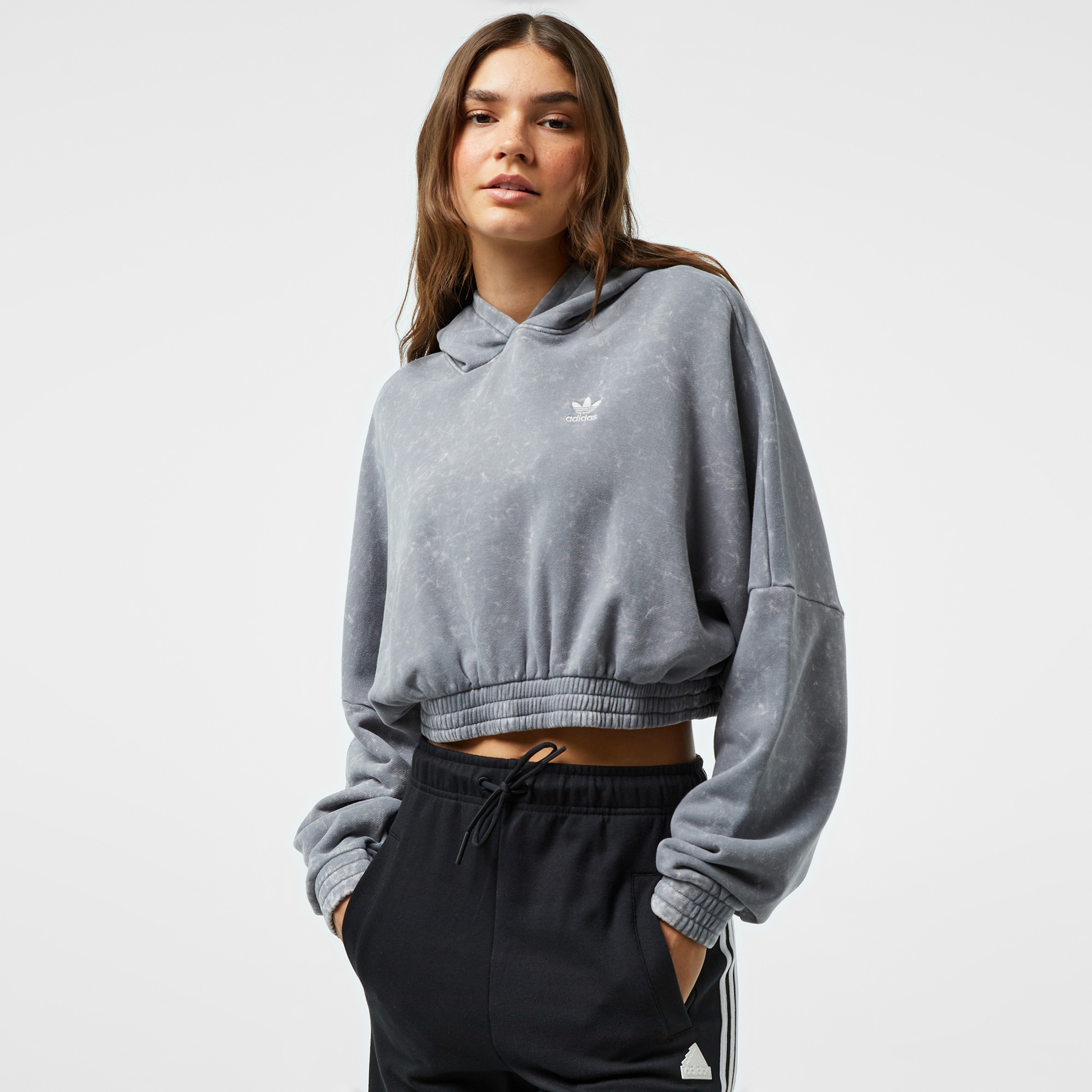 adidas Wash Crop Hood Kadın Gri Sweatshirt