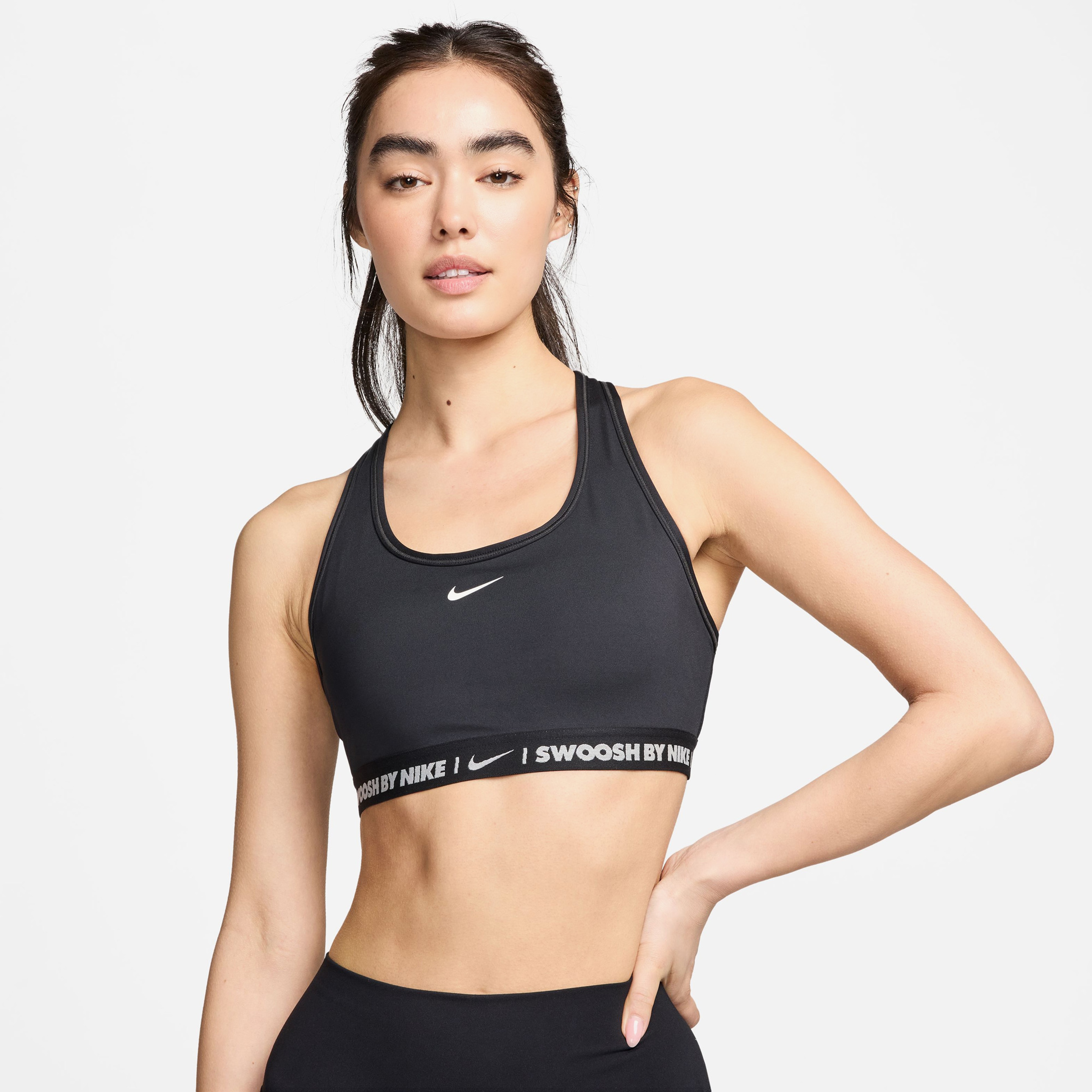 Nike Swoosh Medium Support Kadın Siyah Bra