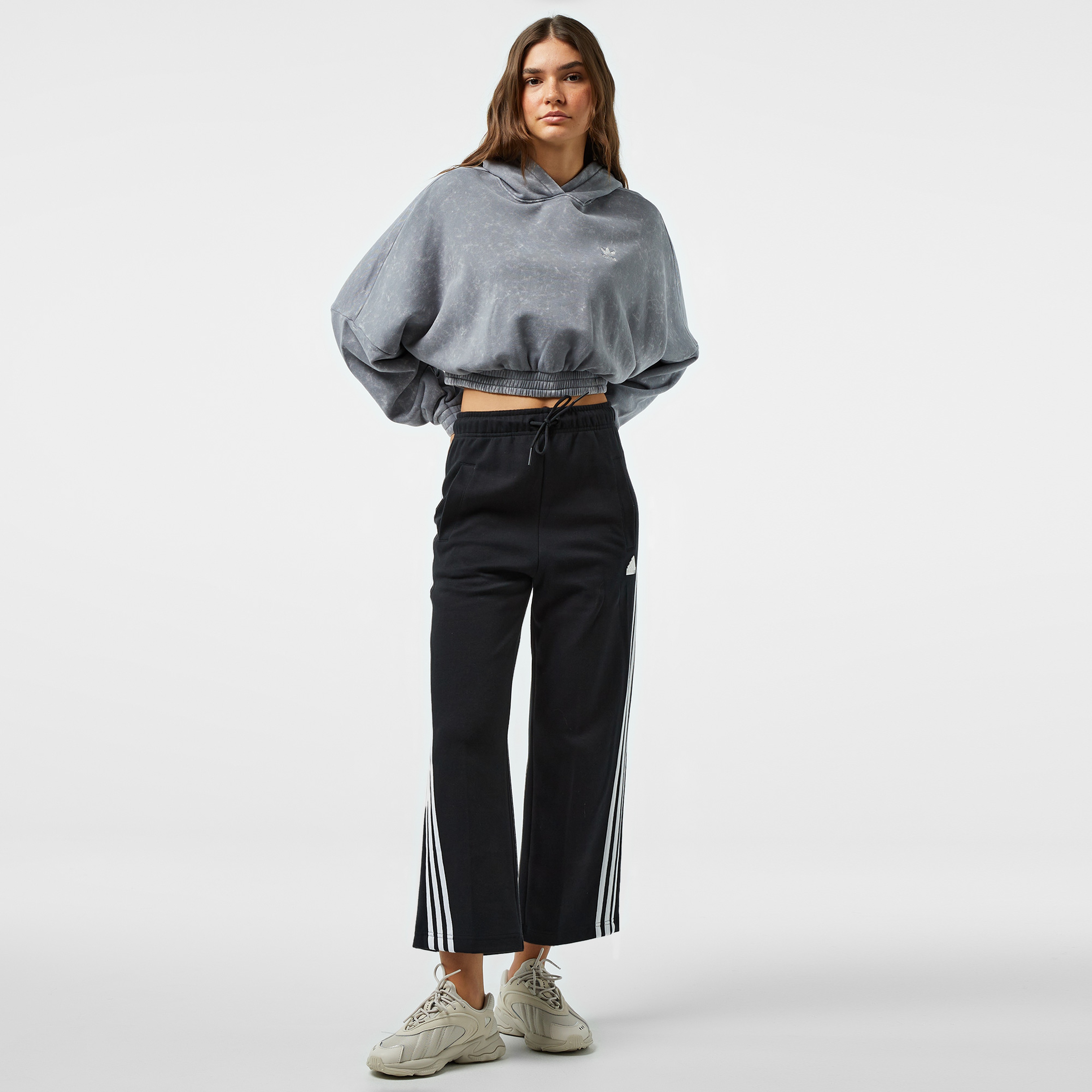 adidas Wash Crop Hood Kadın Gri Sweatshirt