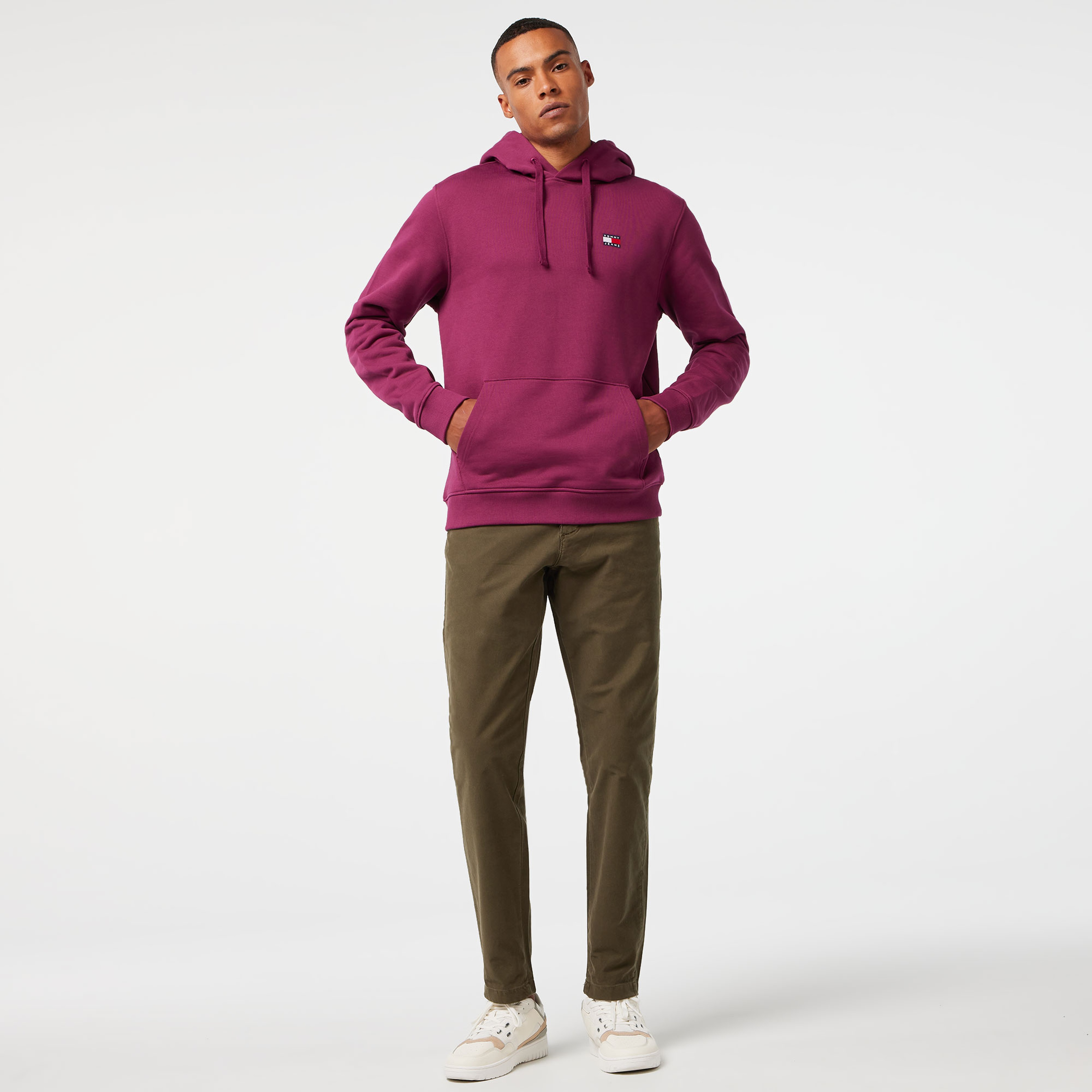 Tommy Hilfiger Jeans Badge Erkek Mor Hoodie