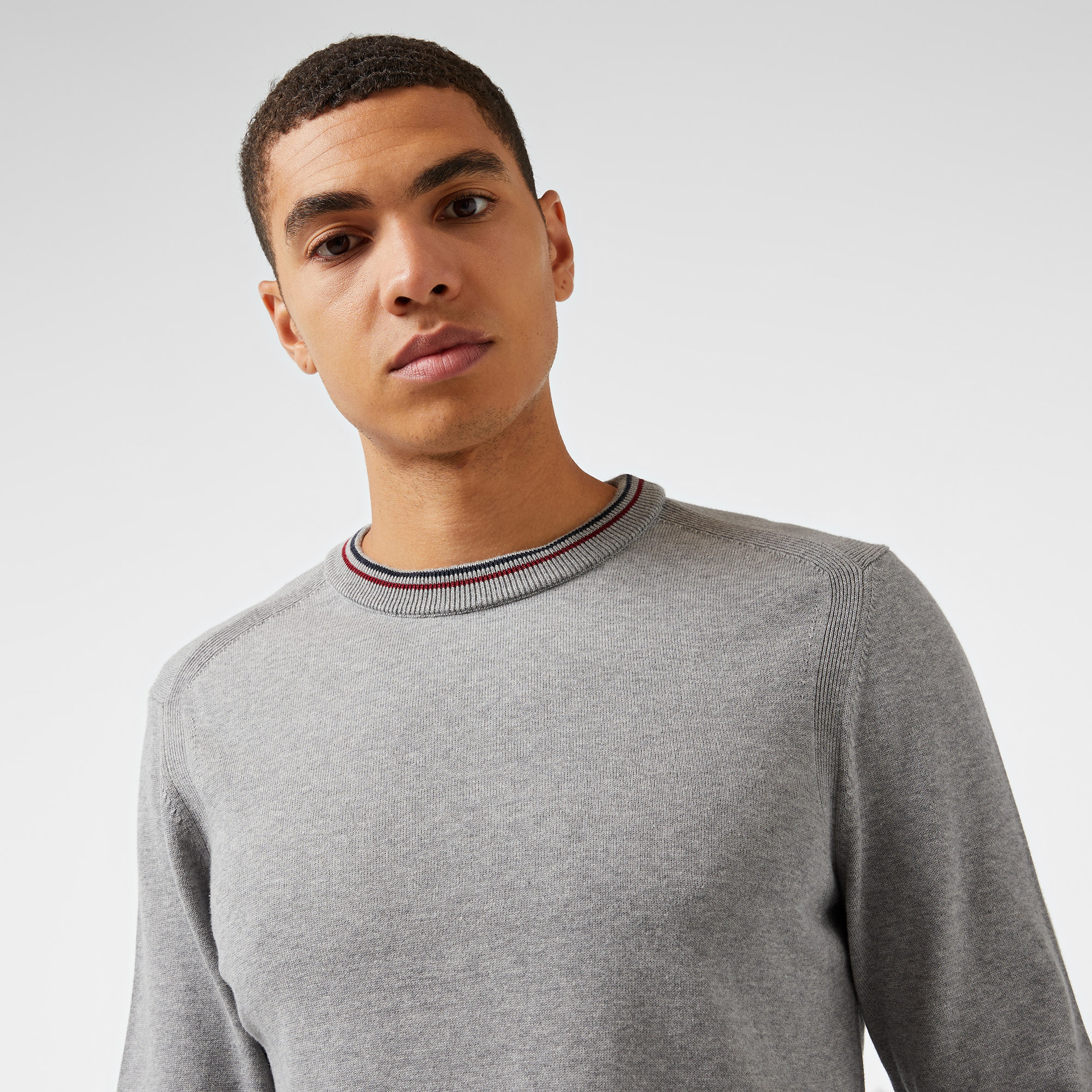 Tommy Hilfiger Cotton Crew Erkek Gri Kazak