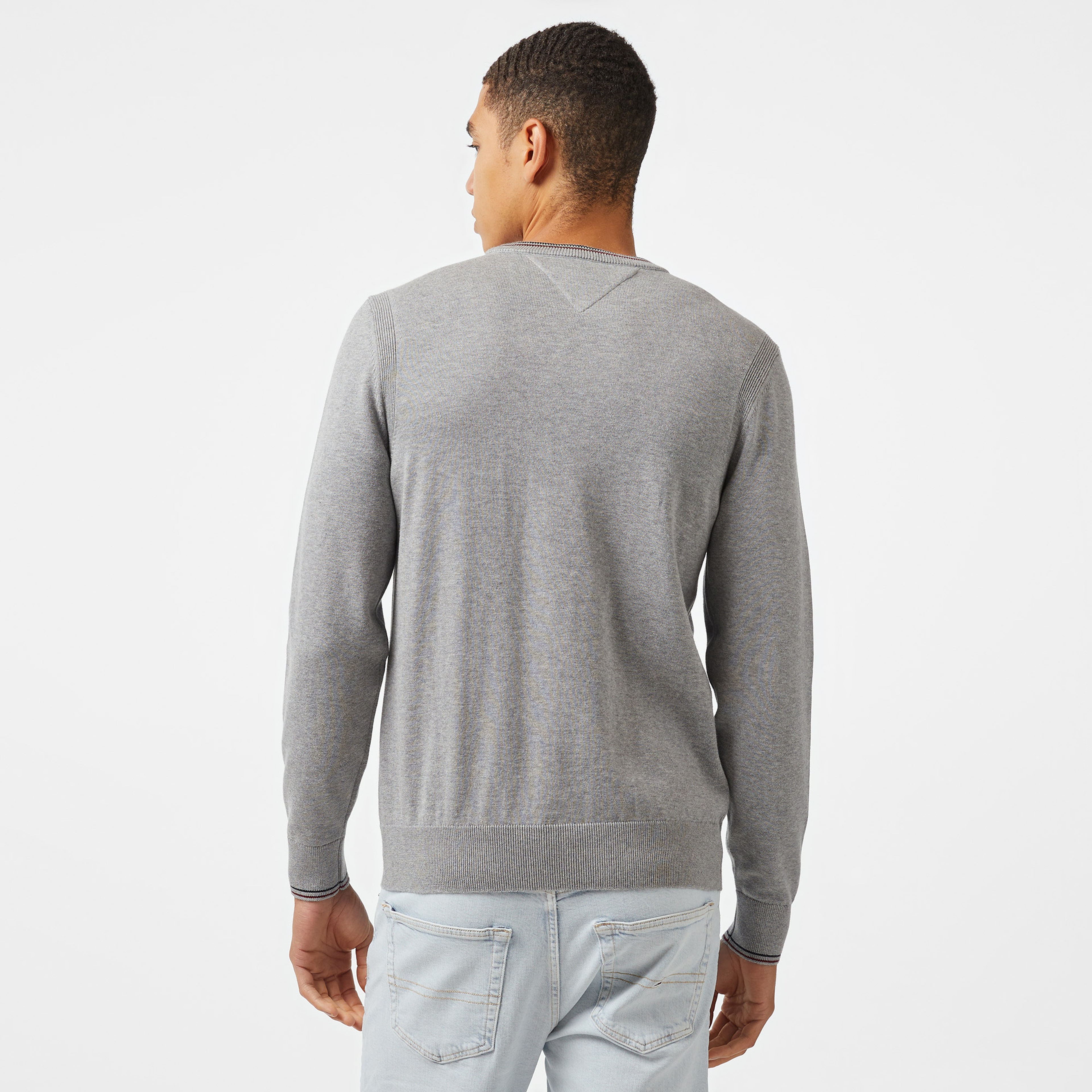 Tommy Hilfiger Cotton Crew Erkek Gri Kazak