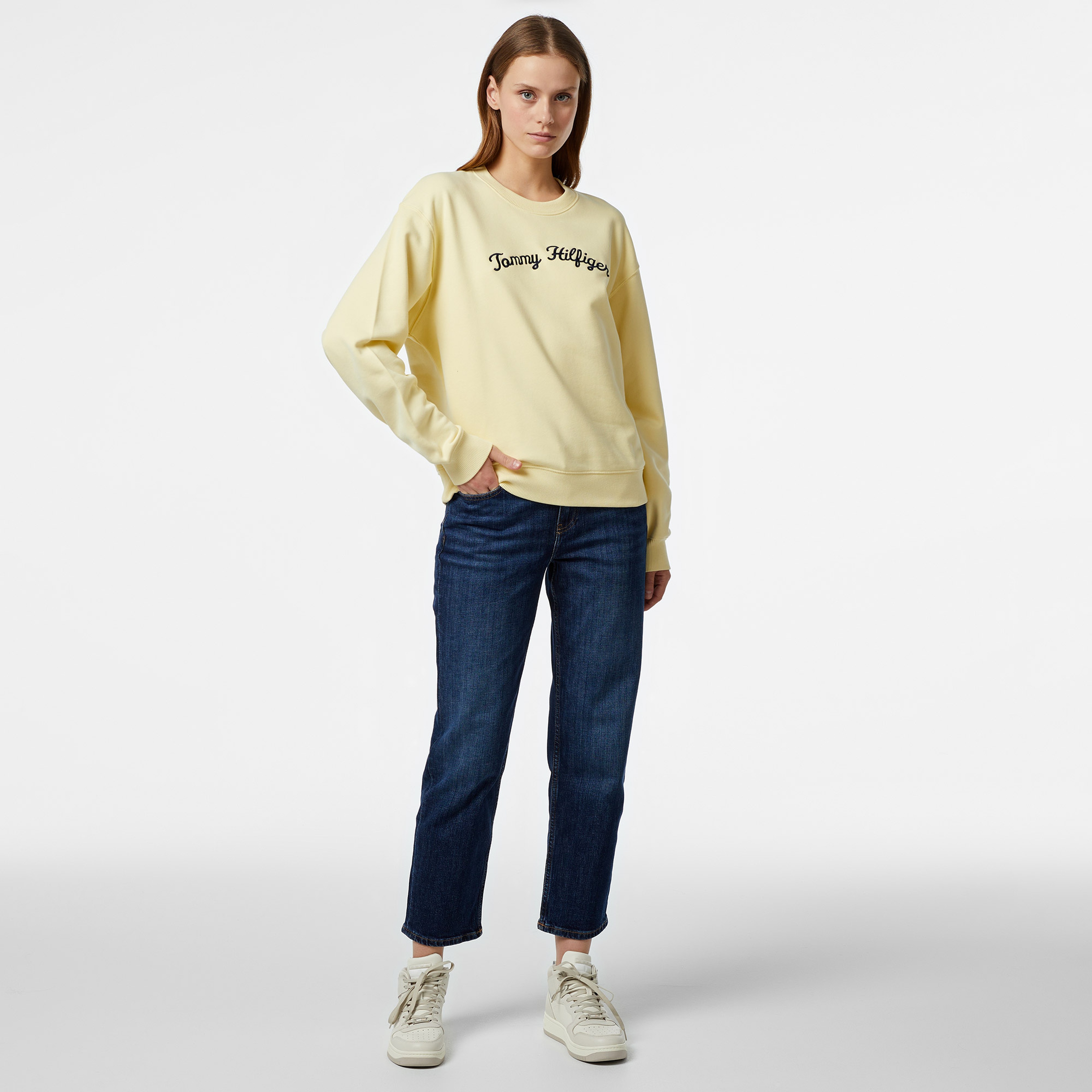 Tommy Hilfiger Script Kadın Sarı Sweatshirt