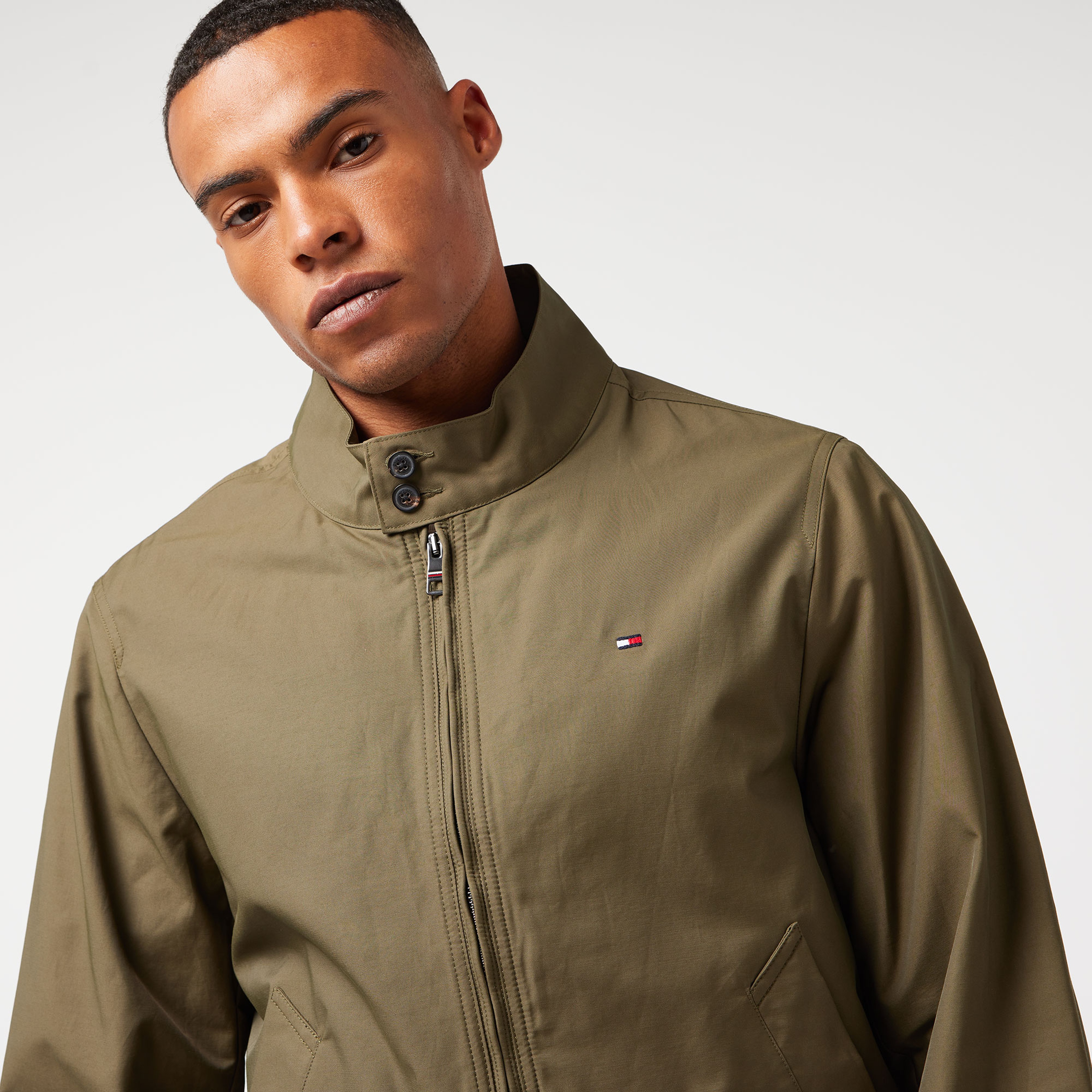 Tommy Hilfiger Club Harrington Erkek Haki Biker Ceket