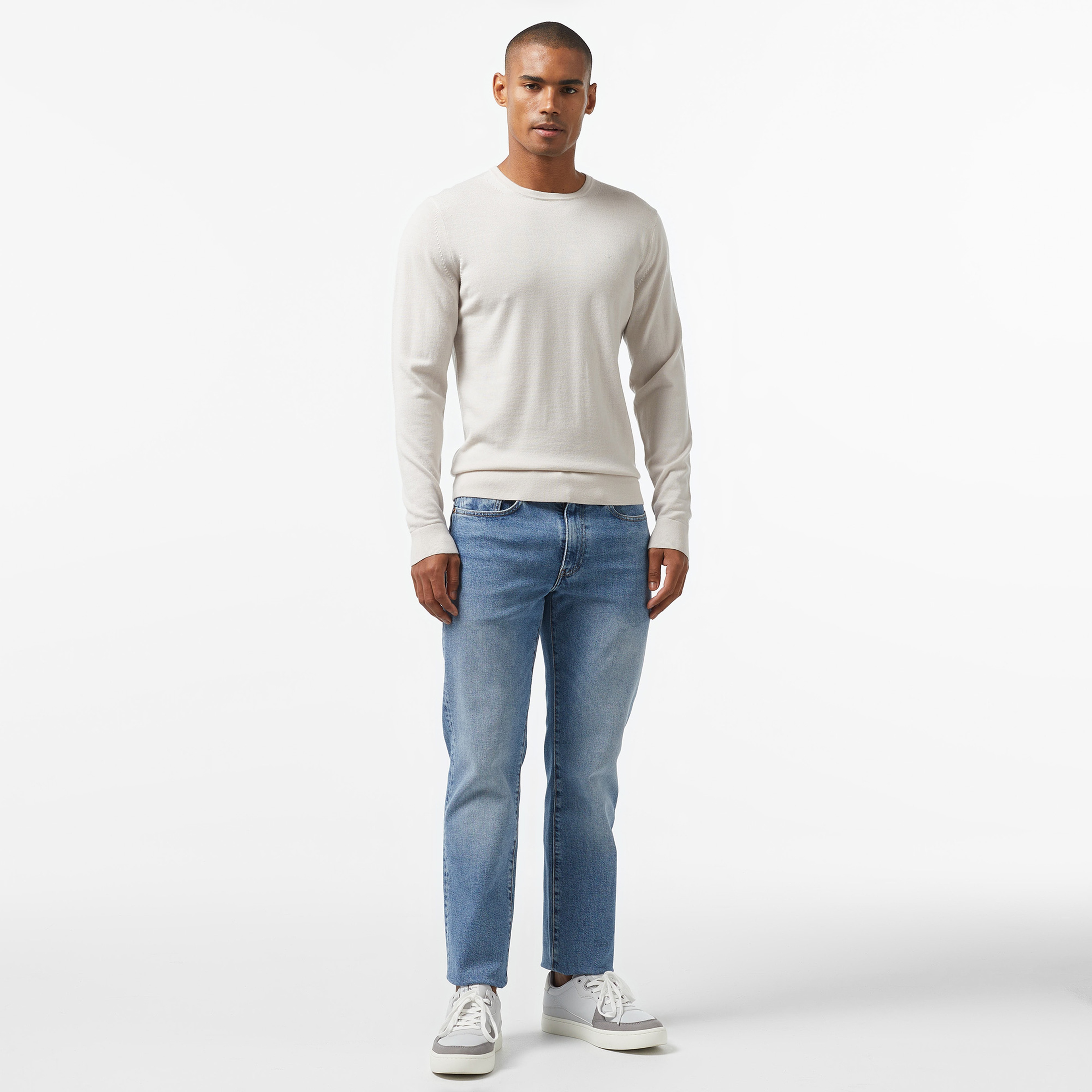 Calvin Klein Superıor Wool Crew Neck Erkek Bej Kazak