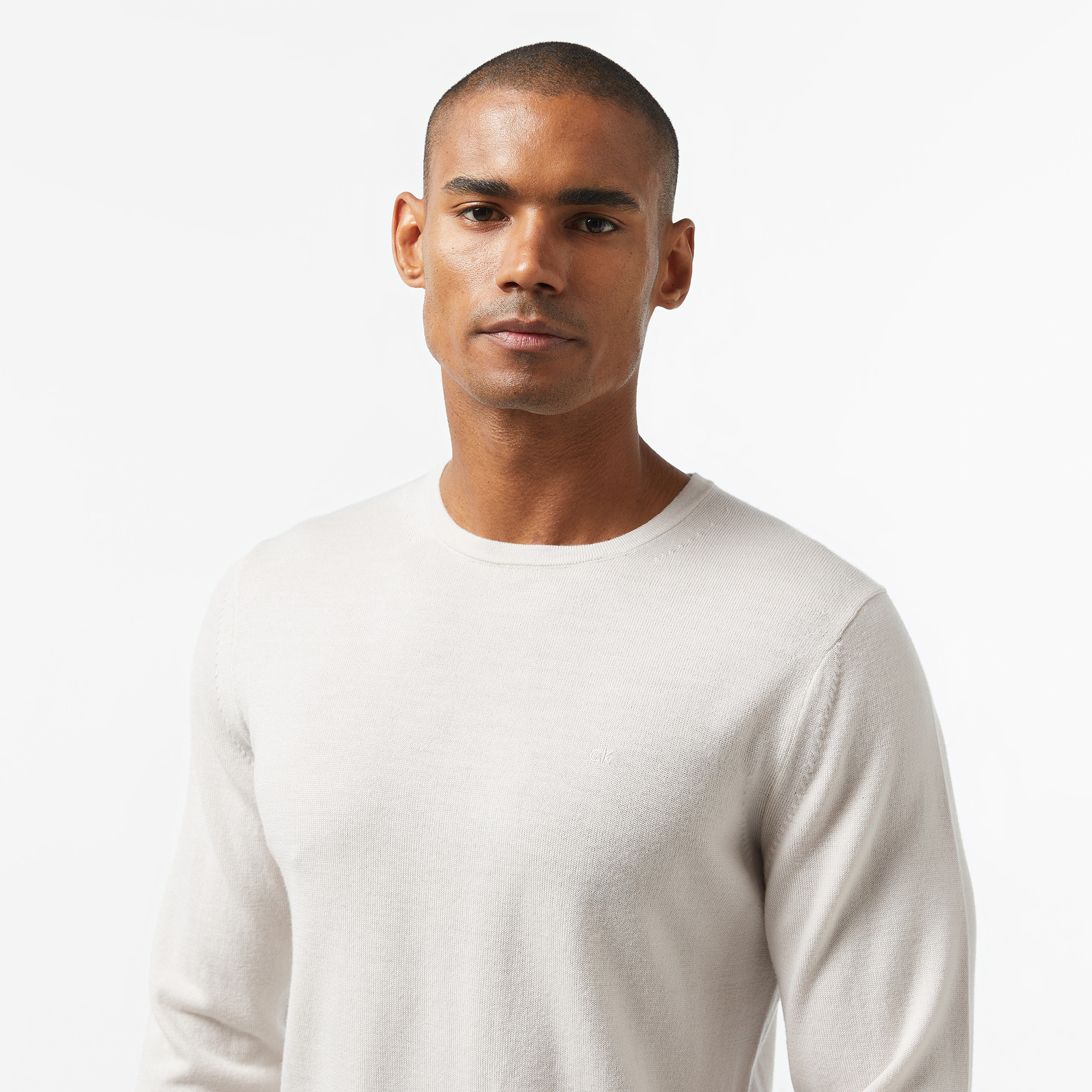 Calvin Klein Superıor Wool Crew Neck Erkek Bej Kazak