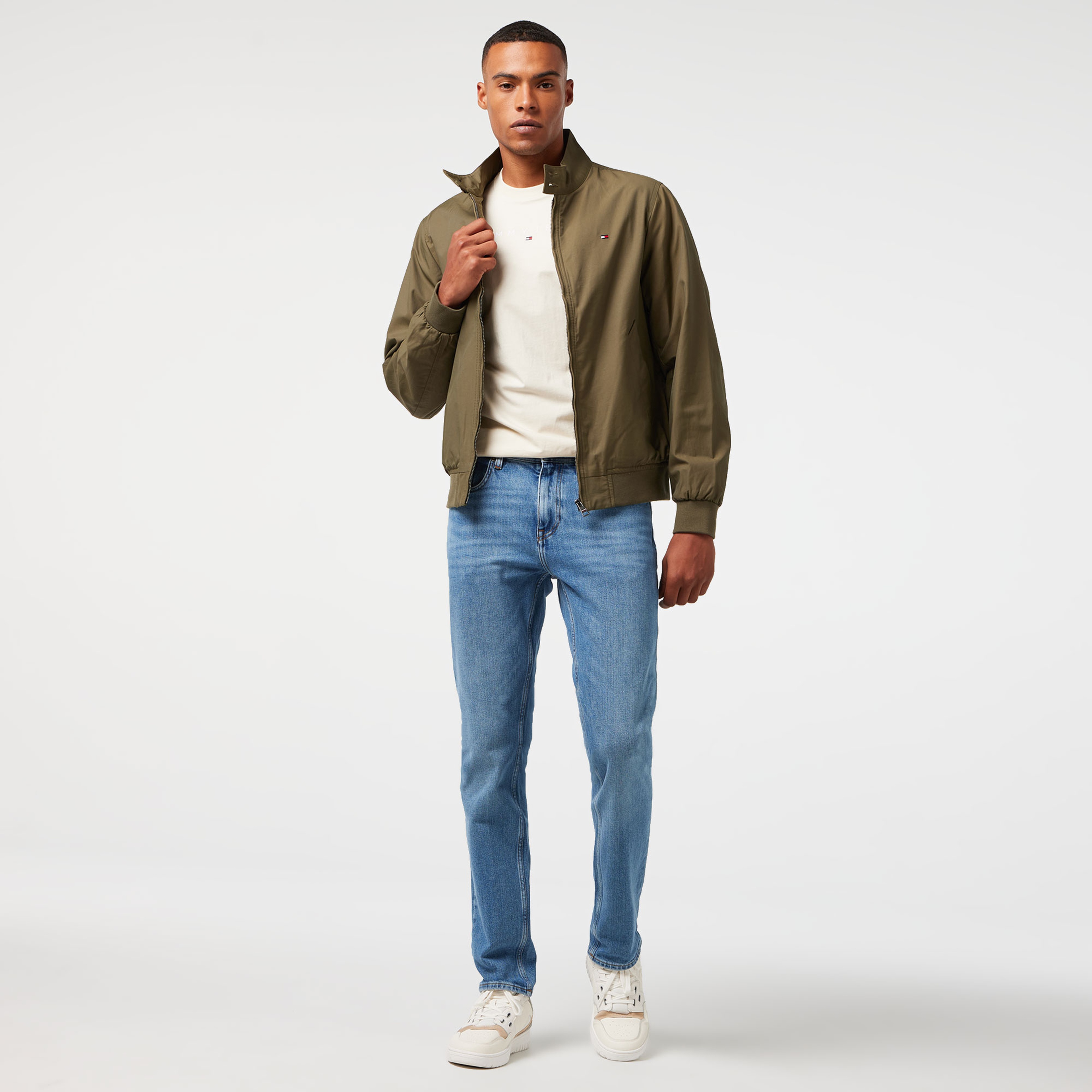 Tommy Hilfiger Club Harrington Erkek Haki Biker Ceket