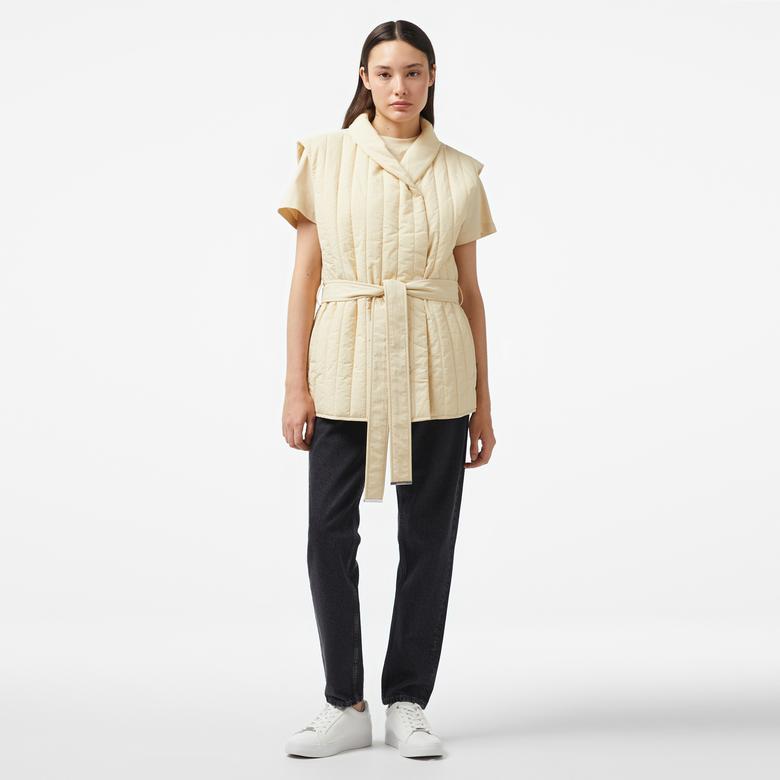 Calvin Klein Padded Vertıcal Quilt Vest Kadın Gri Yelek