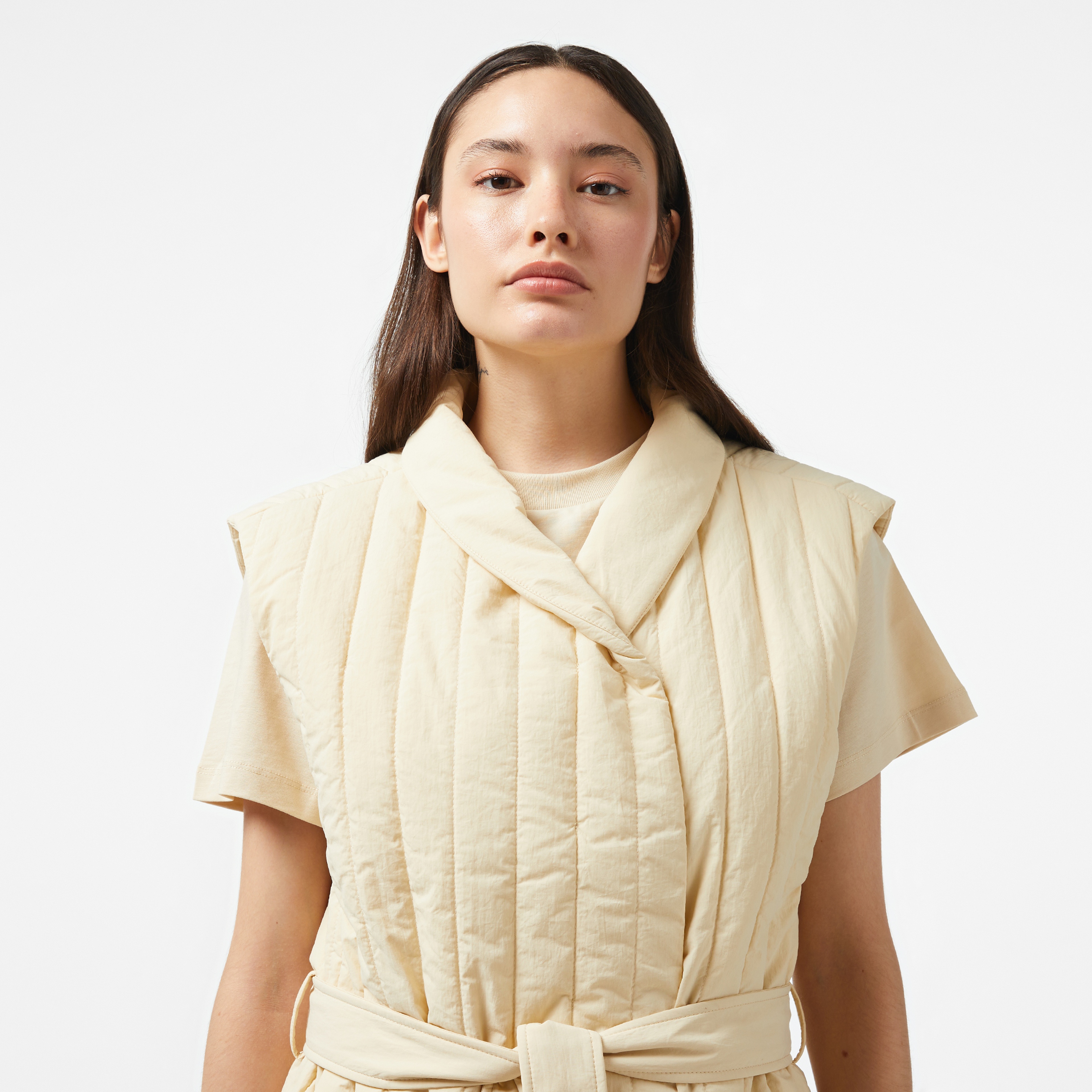 Calvin Klein Padded Vertıcal Quilt Vest Kadın Gri Yelek