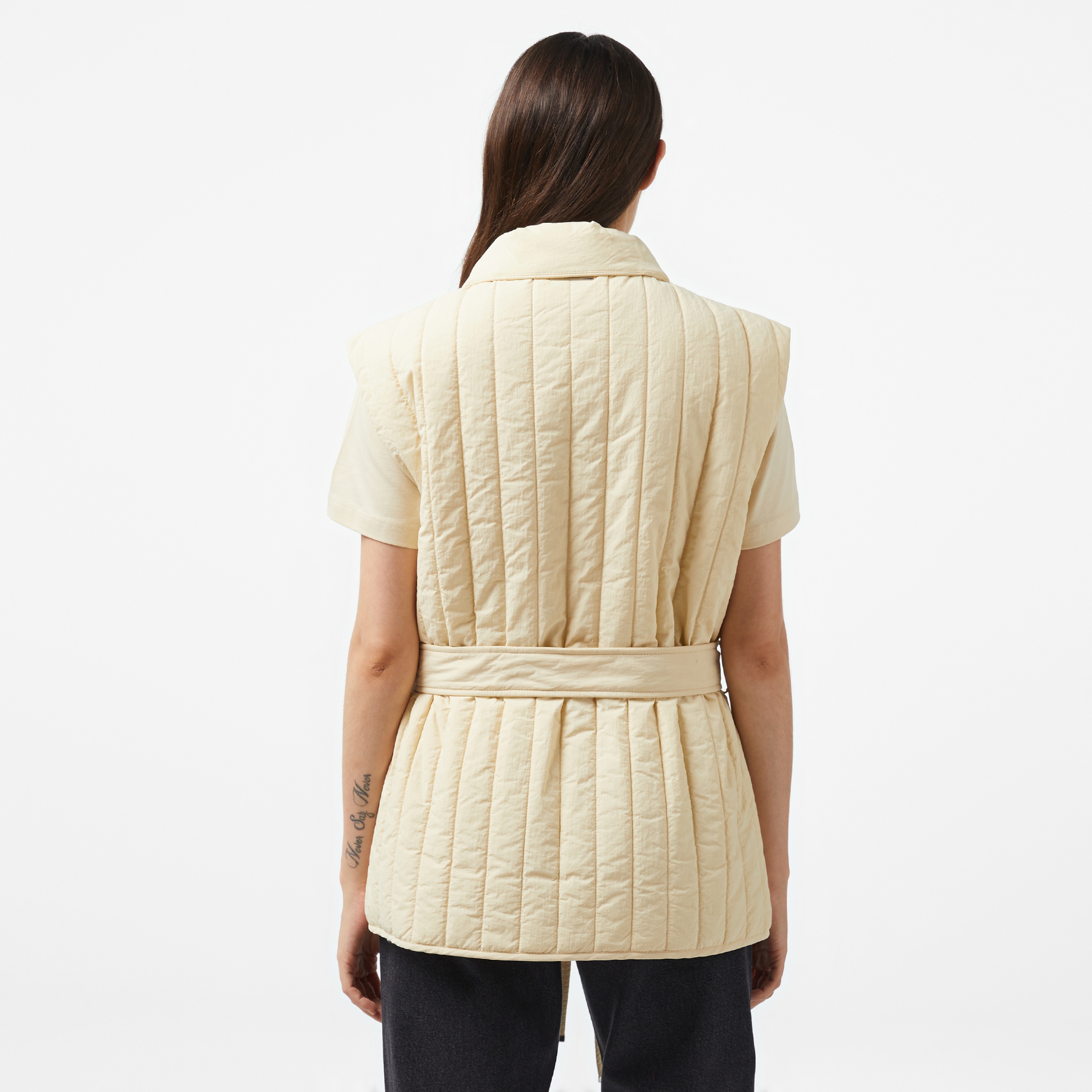 Calvin Klein Padded Vertıcal Quilt Vest Kadın Gri Yelek