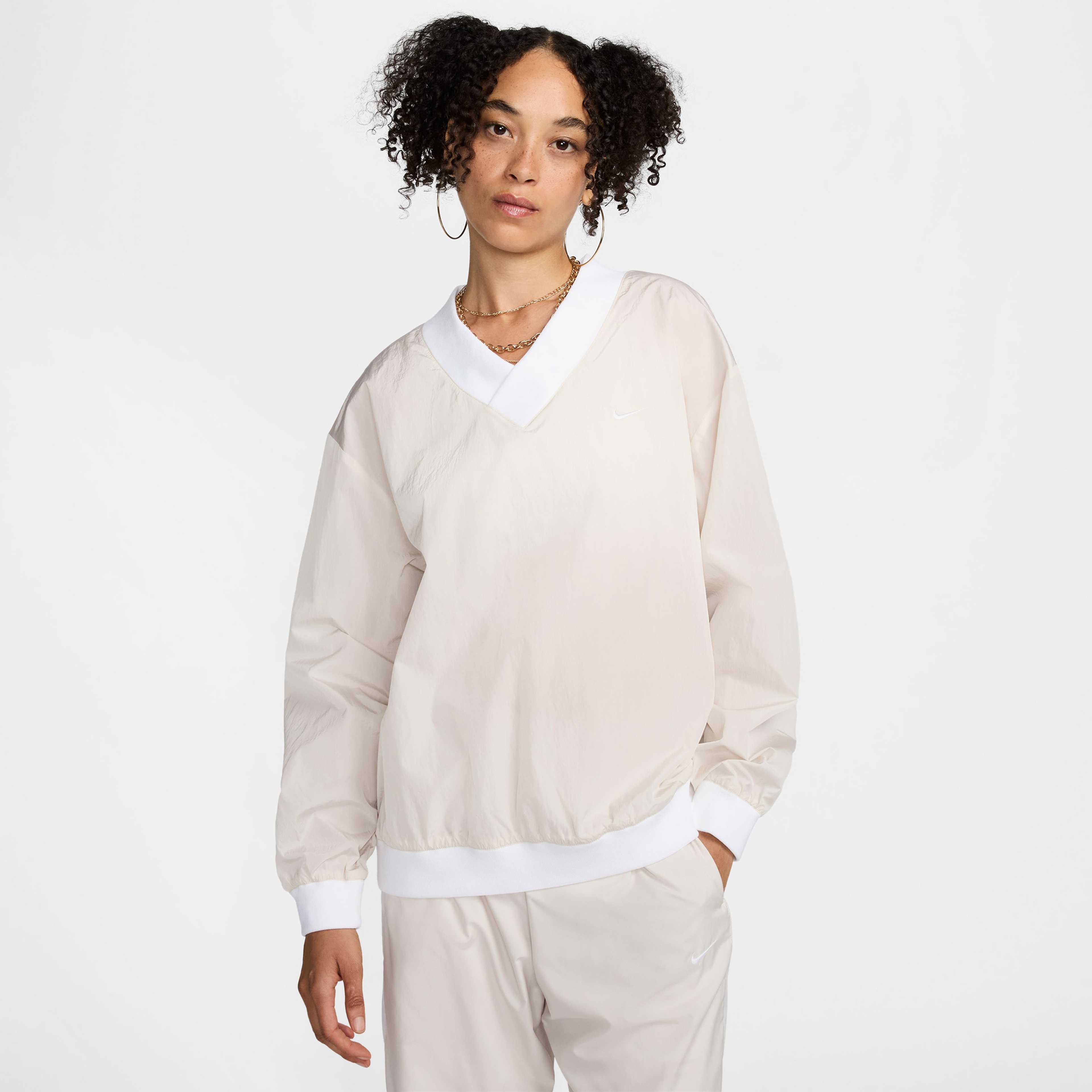 Nike Sportswear Essential Woven Kadın Bej Sweatshirt