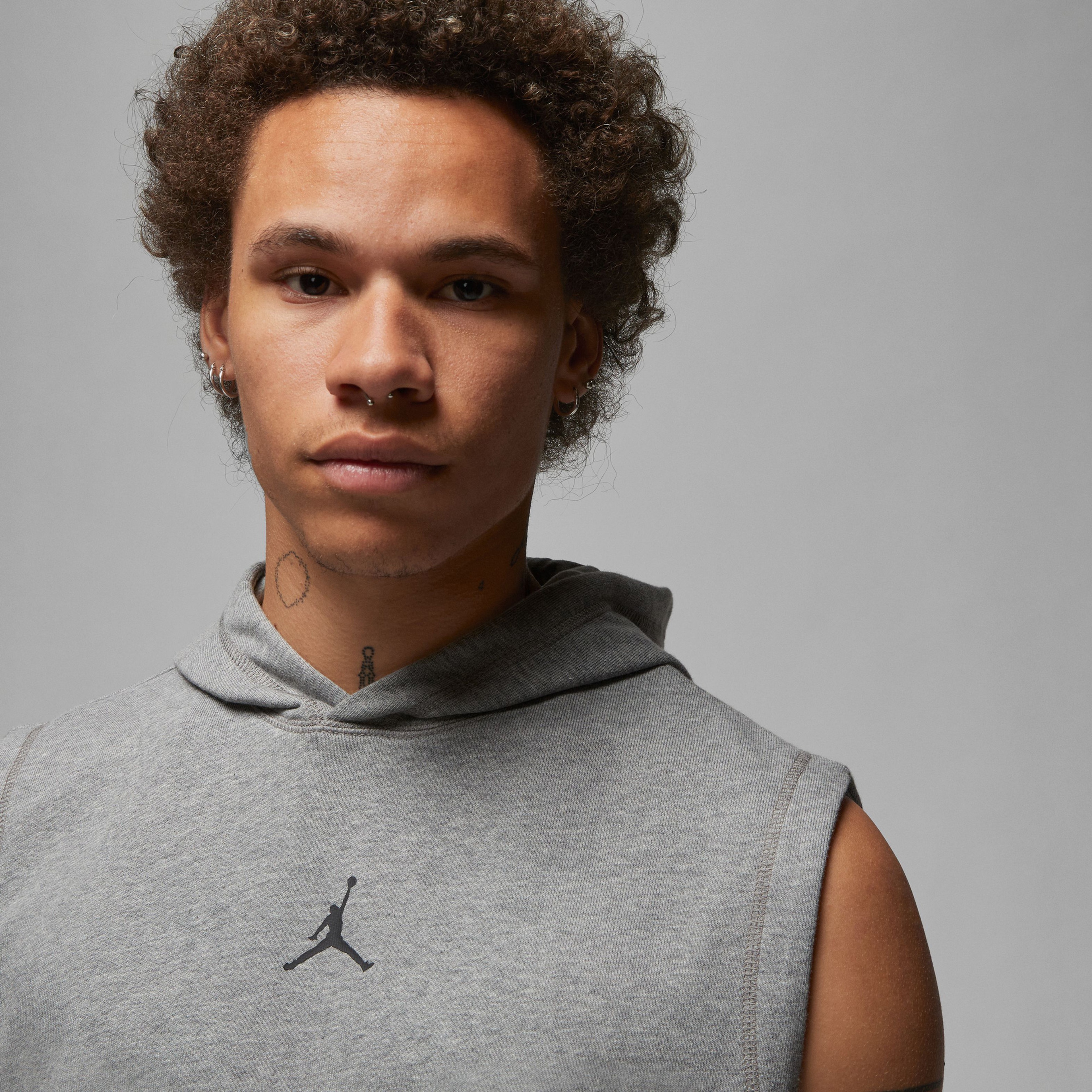 Jordan Dri-Fit Sport Fleece Erkek Gri Kolsuz Sweatshirt