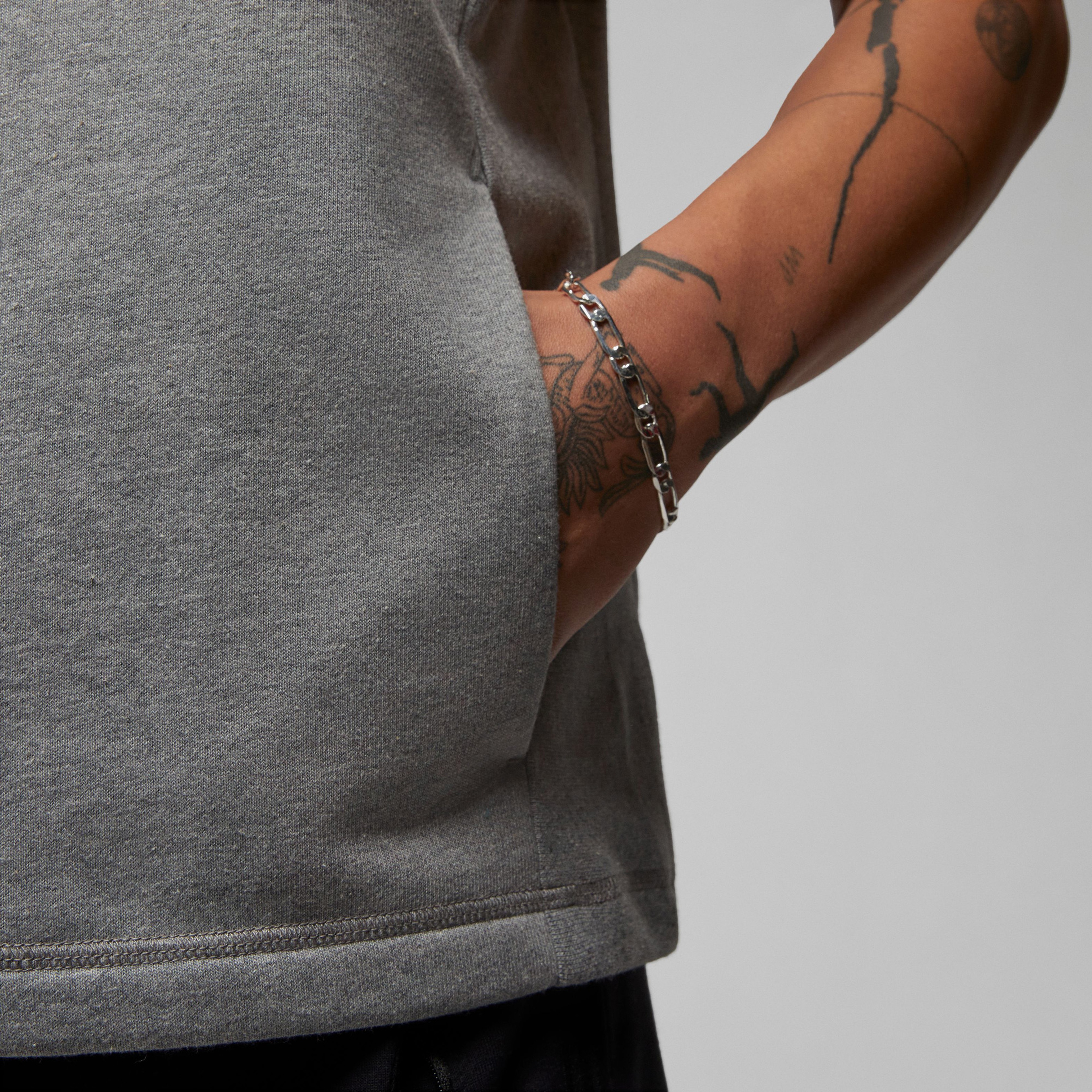 Jordan Dri-Fit Sport Fleece Erkek Gri Kolsuz Sweatshirt