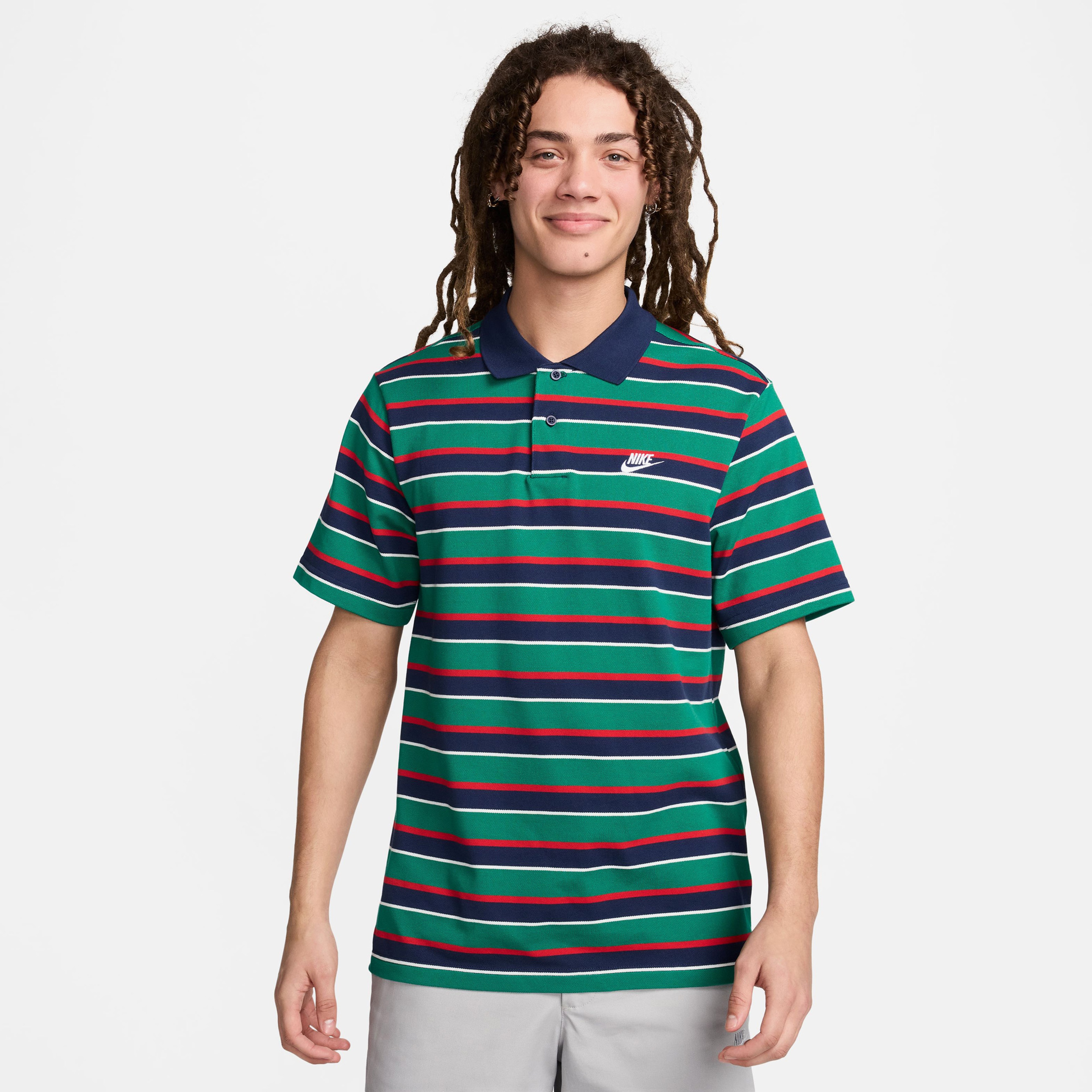 Nike Club Stripe Erkek Mavi Polo