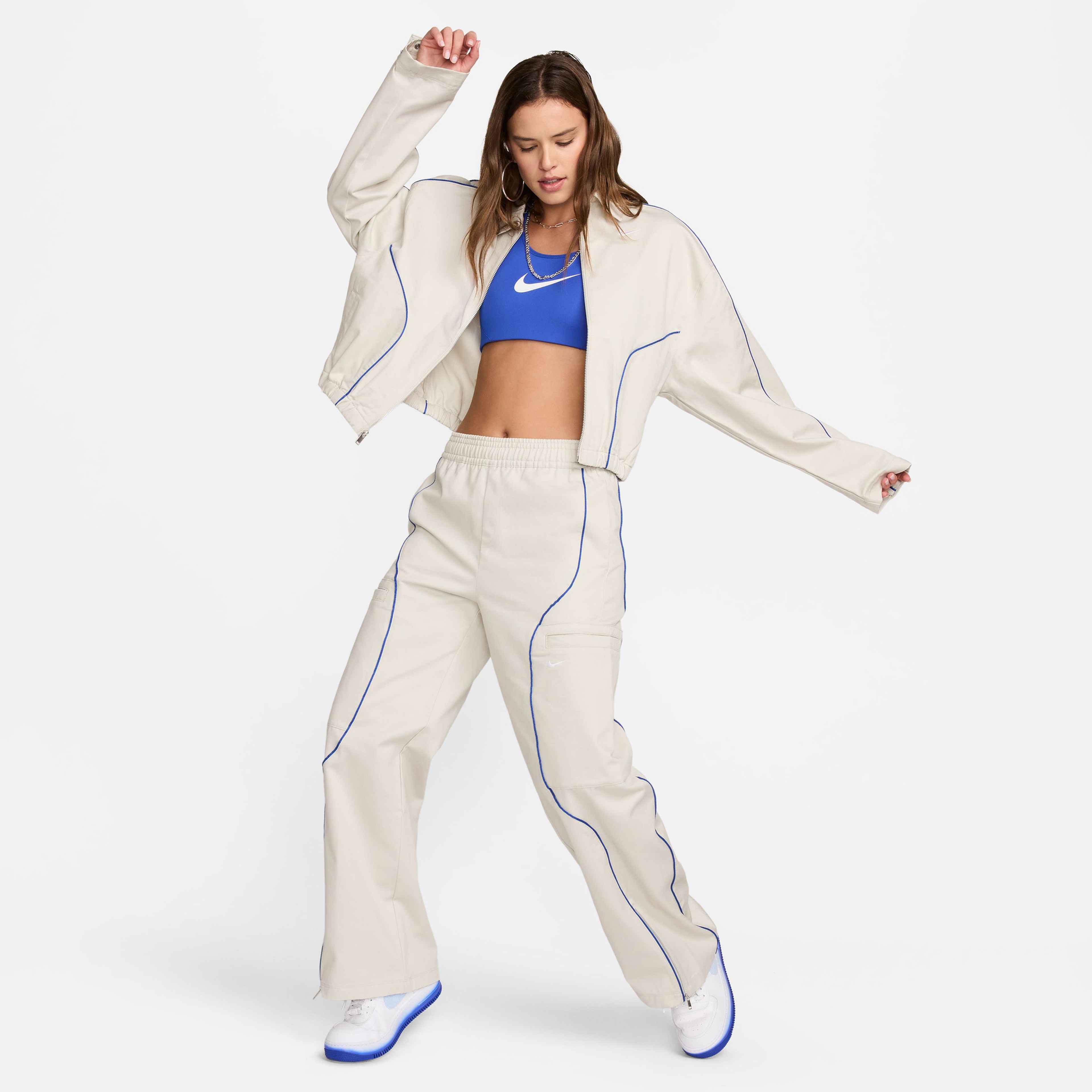 Nike Sportswear Street High Rise Woven Kadın Bej Eşofman Altı