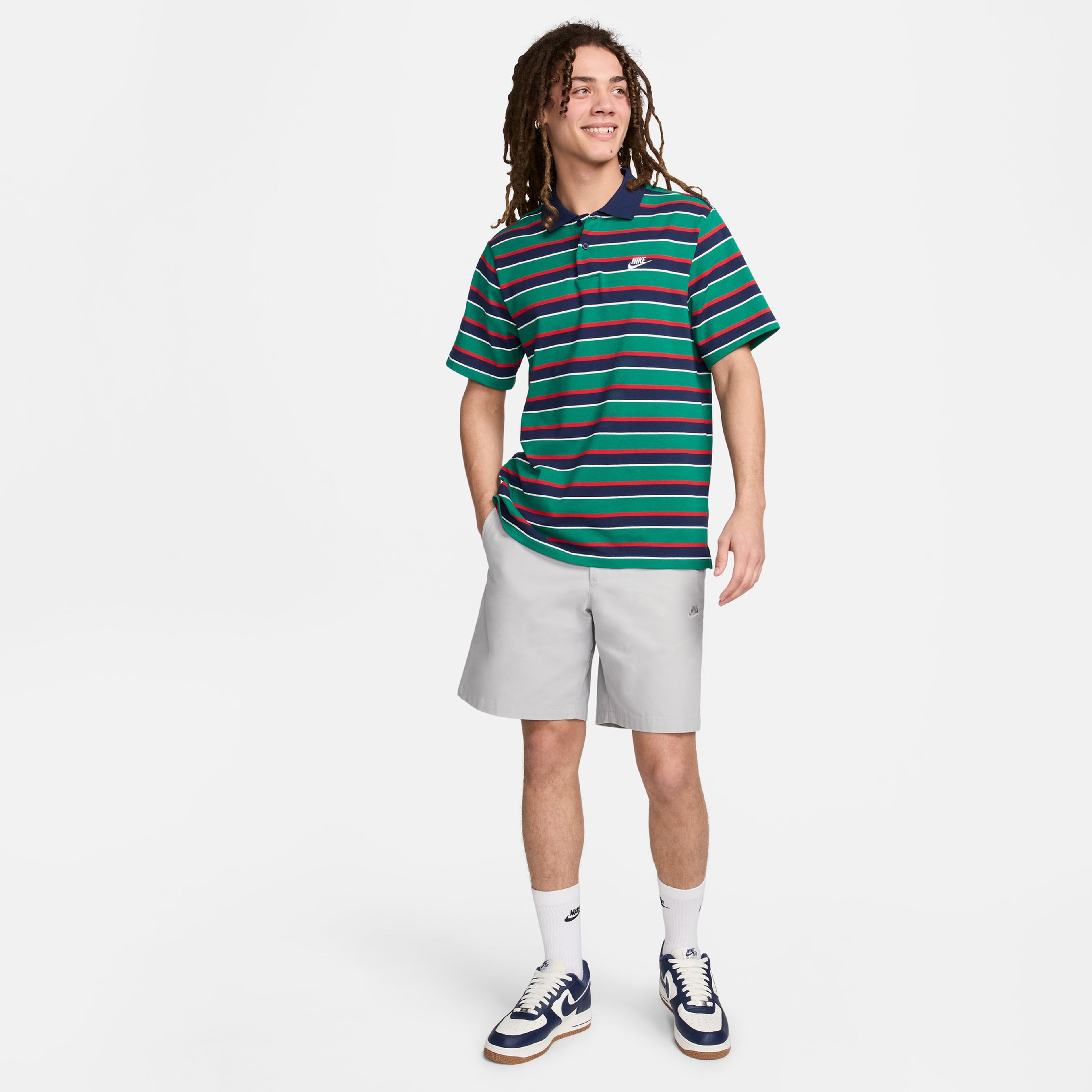 Nike Club Stripe Erkek Mavi Polo