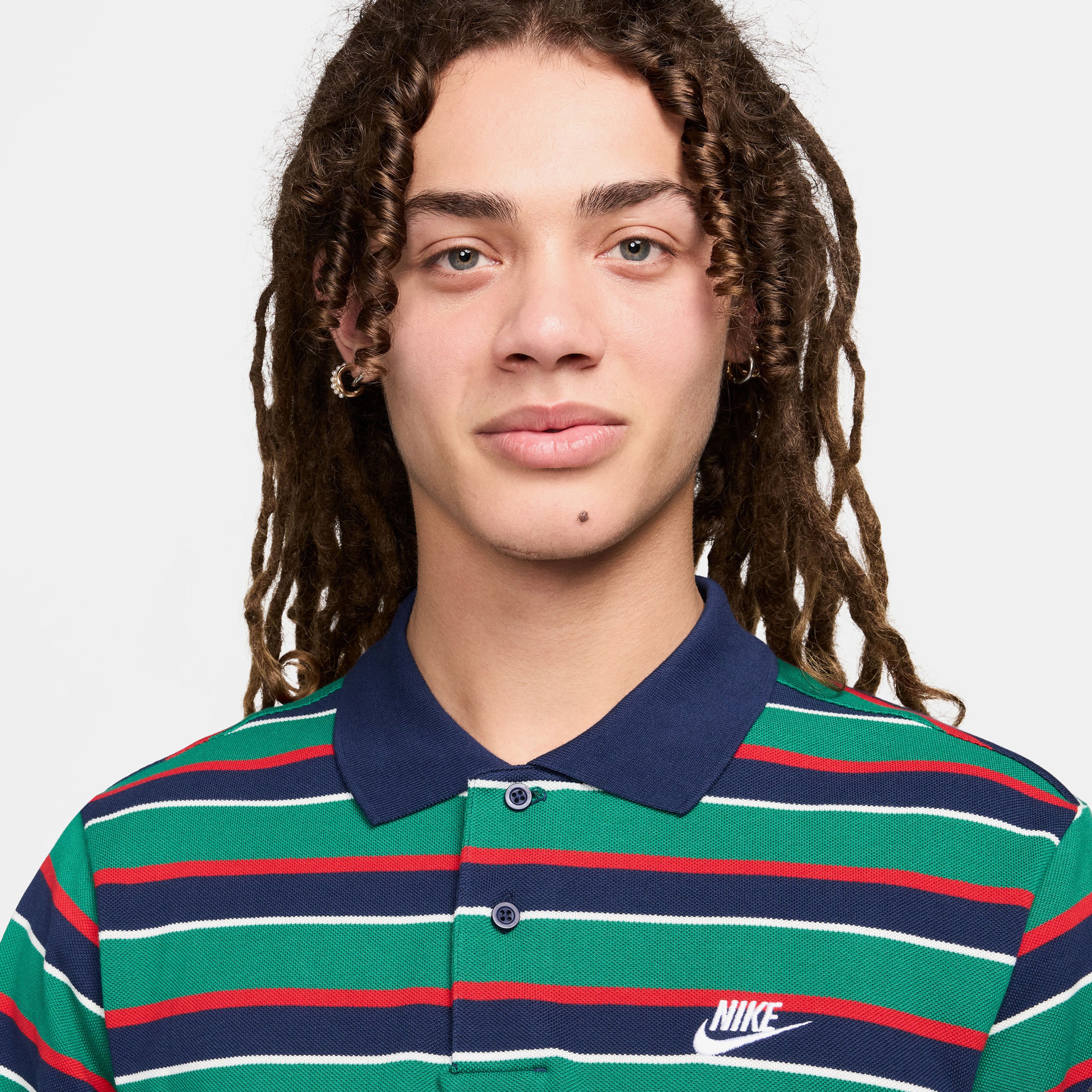 Nike Club Stripe Erkek Mavi Polo
