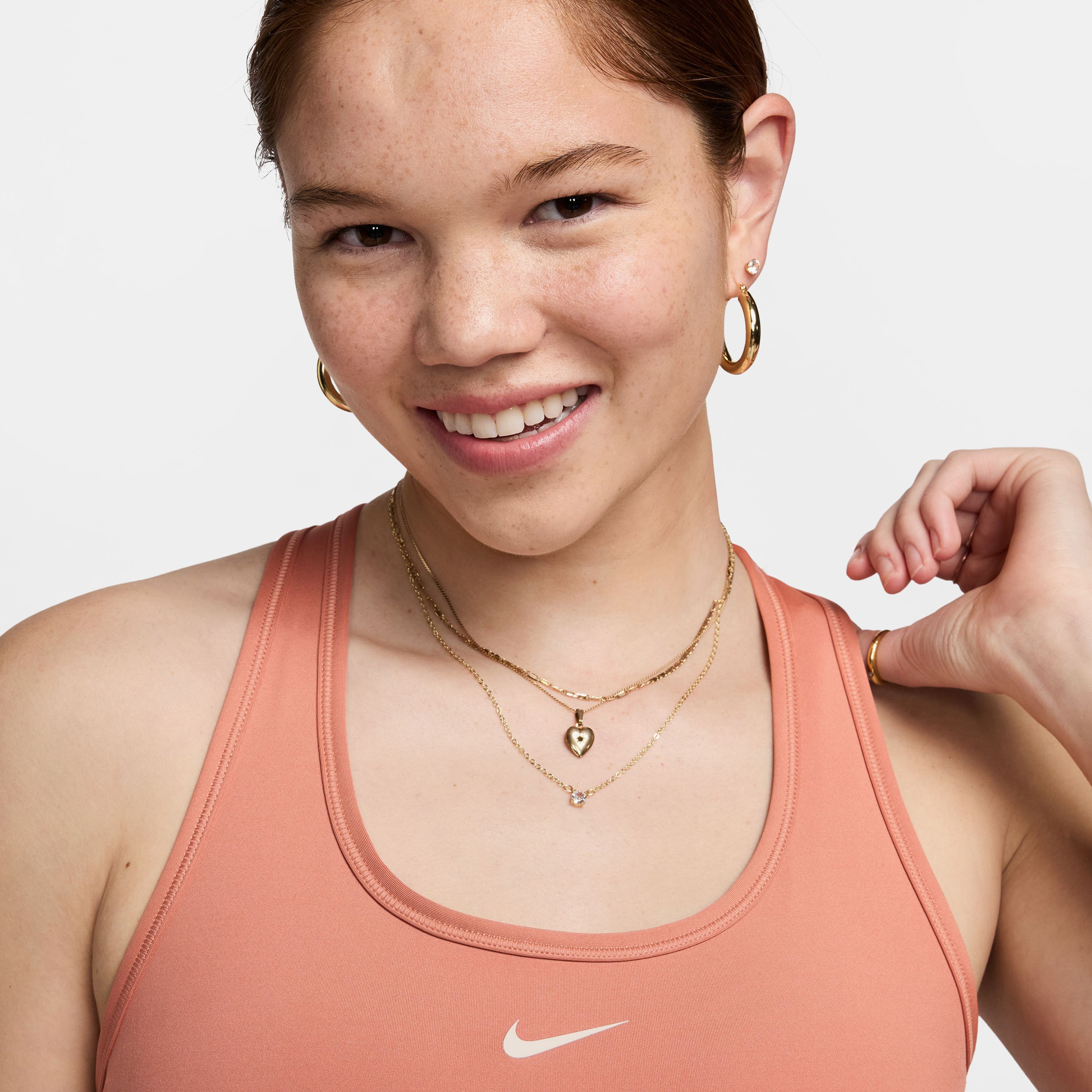 Nike Swoosh Medium Support Kadın Kahverengi Bra