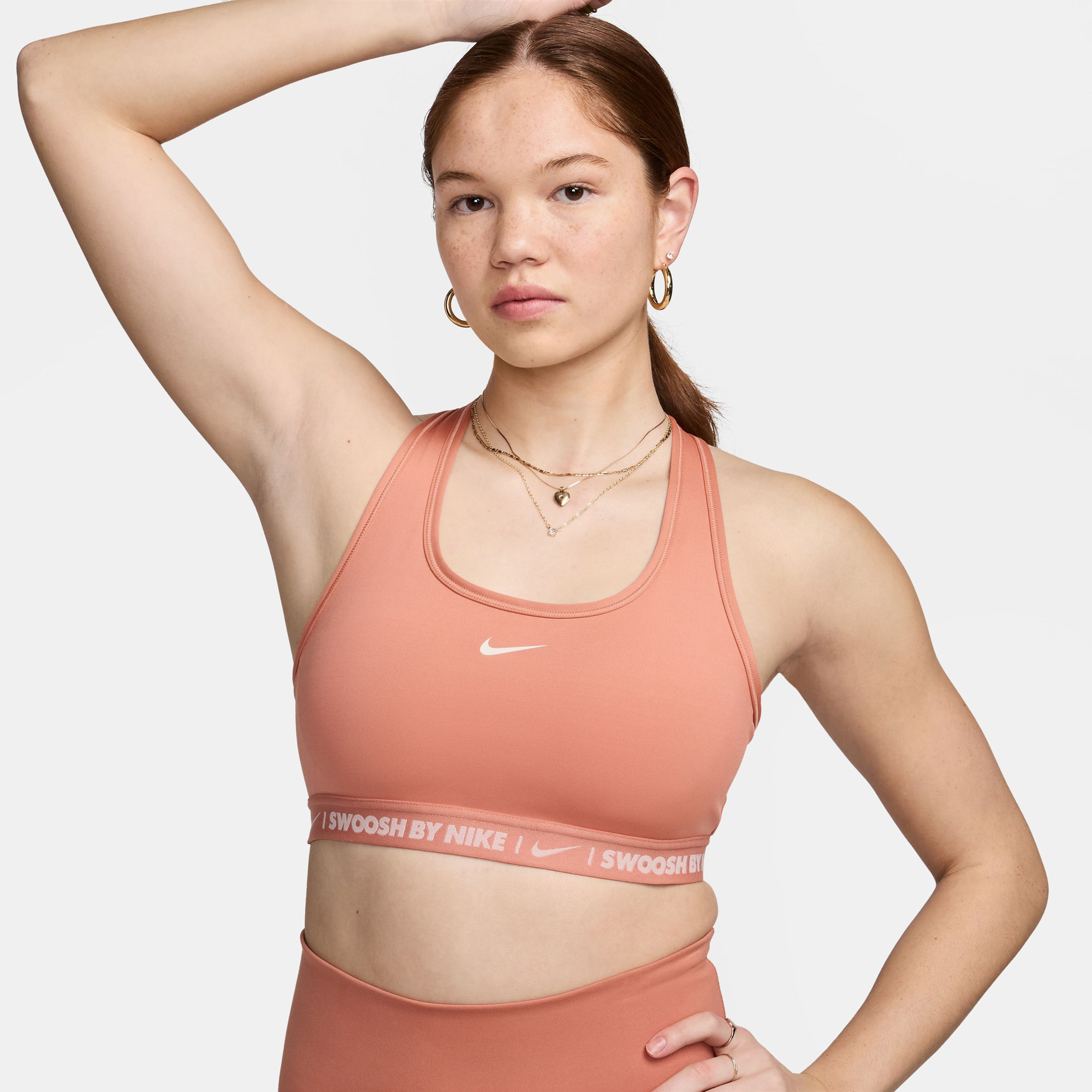 Nike Swoosh Medium Support Kadın Kahverengi Bra