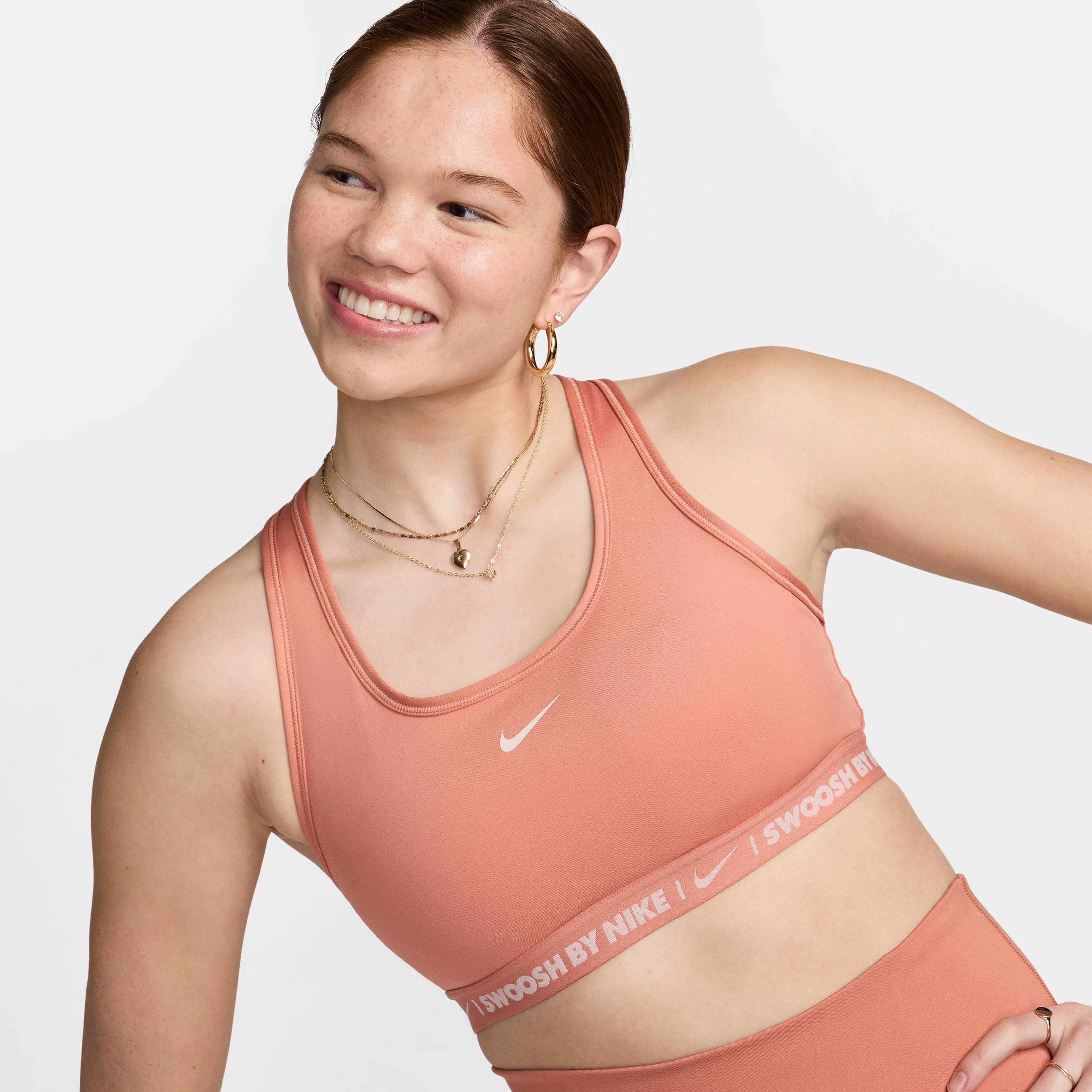 Nike Swoosh Medium Support Kadın Kahverengi Bra