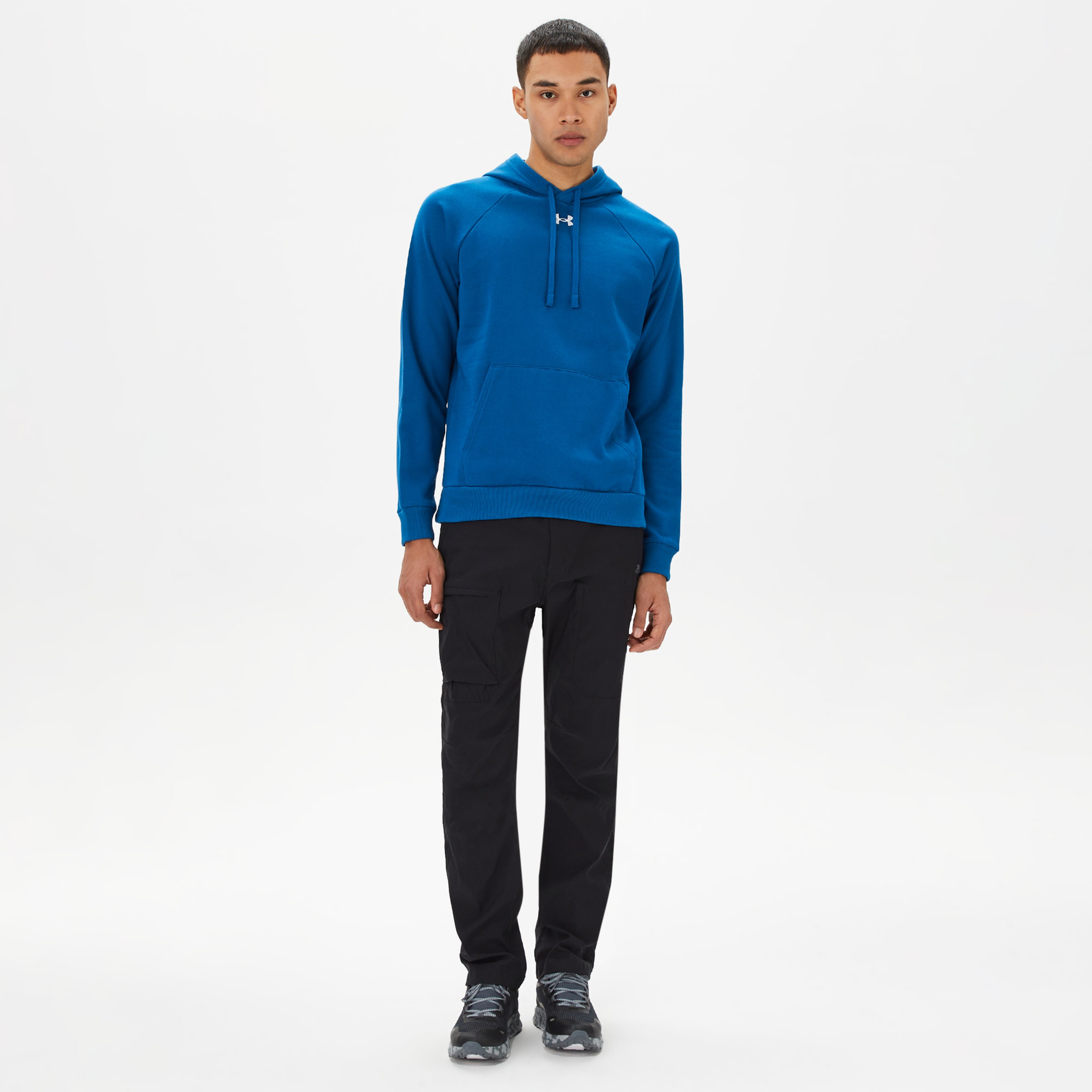 Under Armour Rival Fleece Erkek Mavi Kapüşonlu Üst