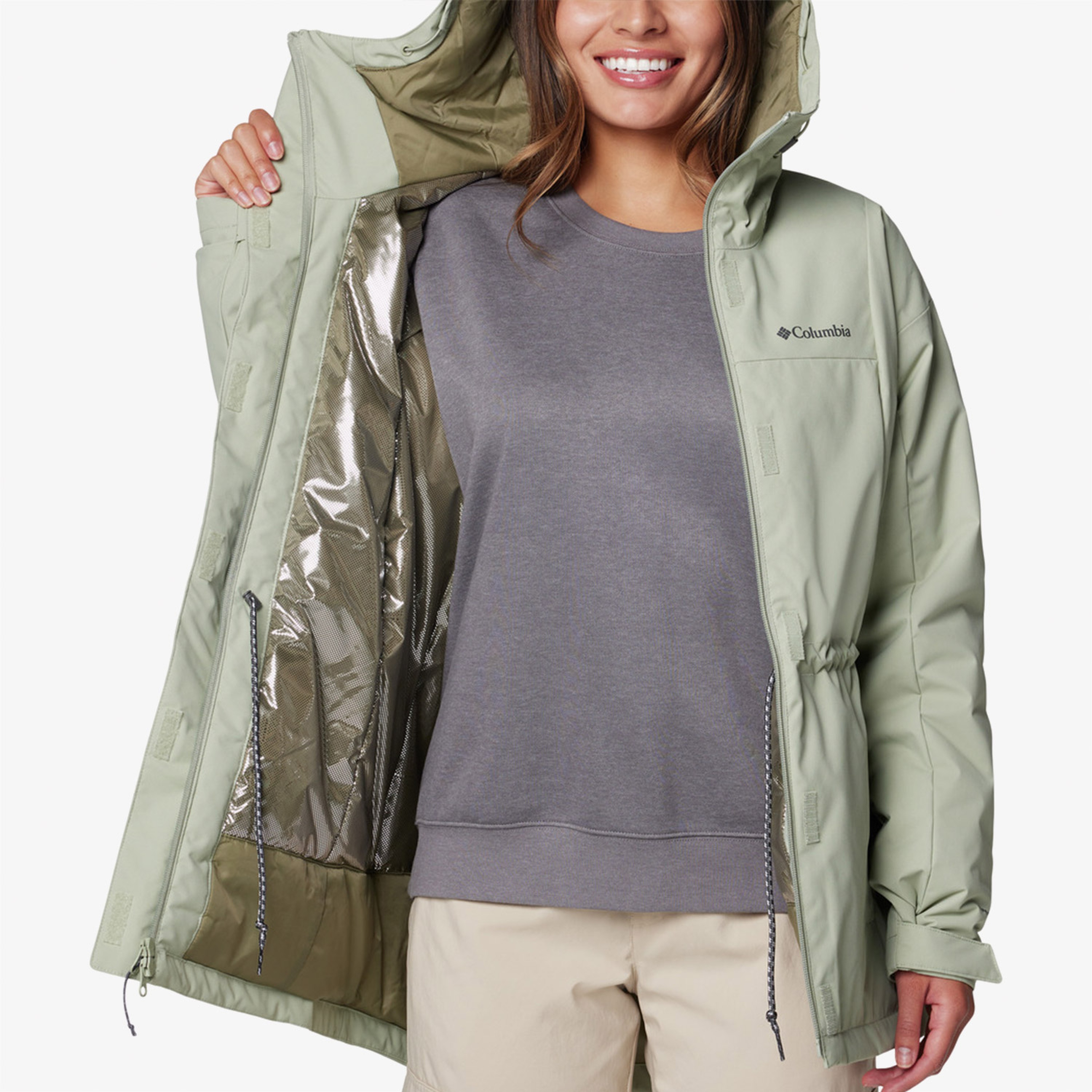 Columbia Siyah Hikebound II Long Insulated Kadın Yeşil Mont