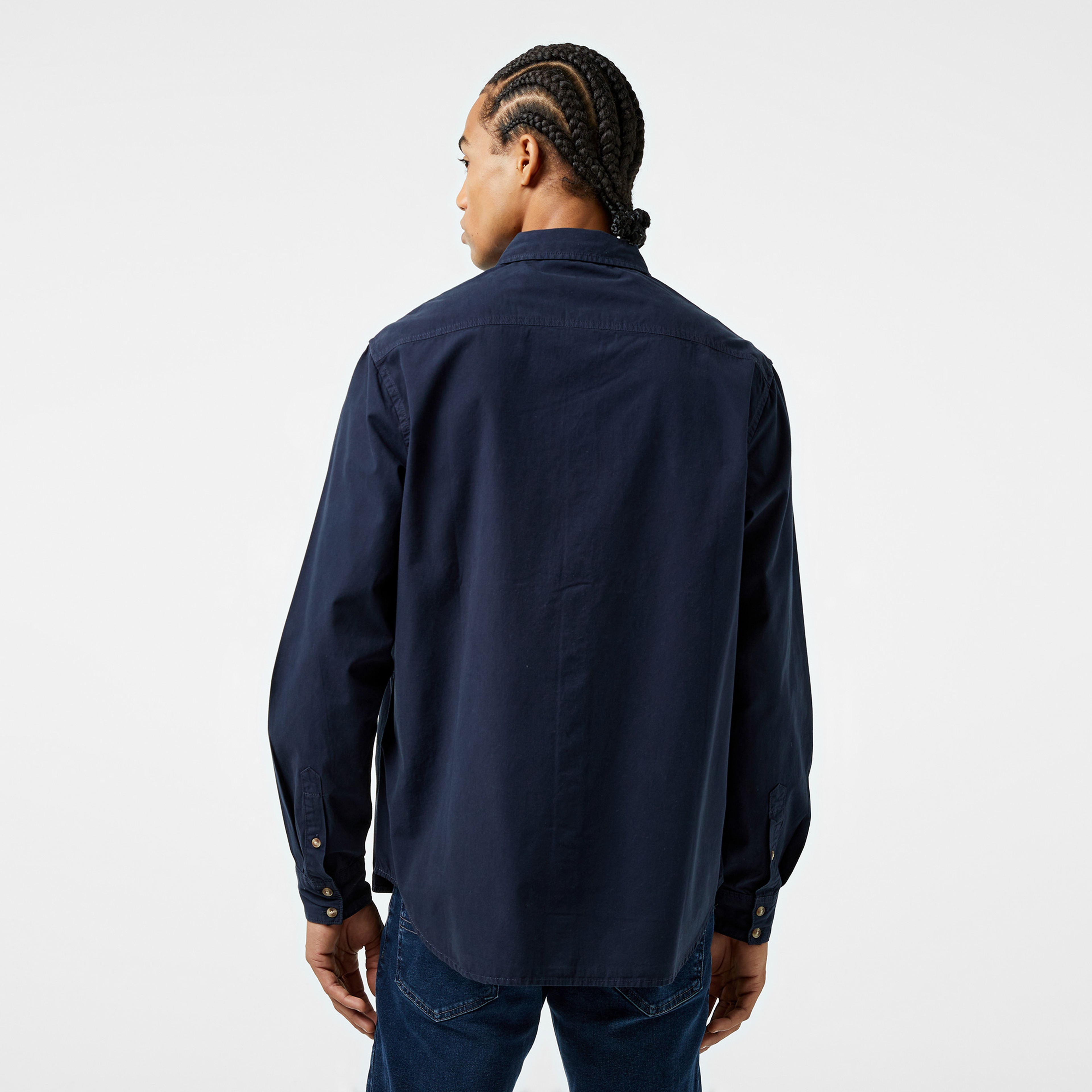 Guess Re Pockets Sh Organic Cotton Poplin 176 Erkek Lacivert Gömlek